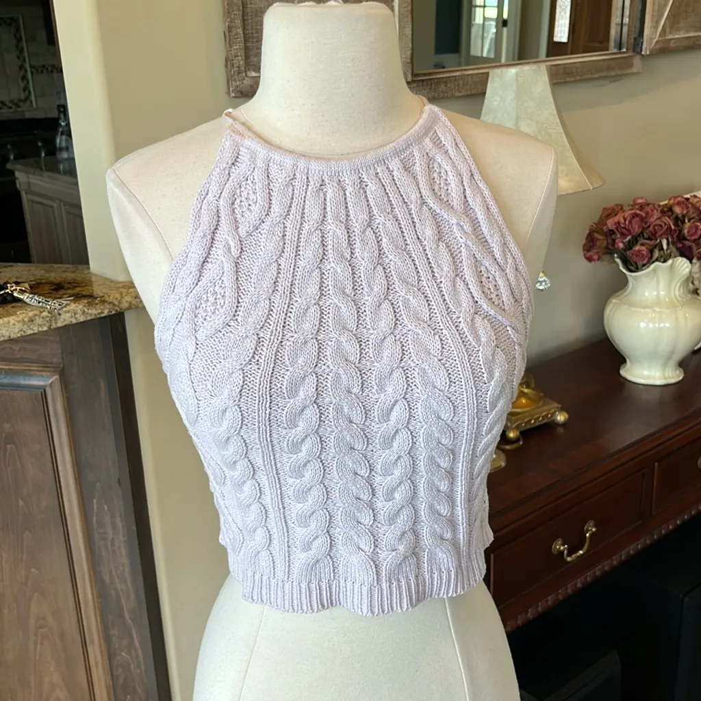 Shoe Fly Lavender Cable Knit Sweater Tank Cropped Purple Size undefined - Image 6