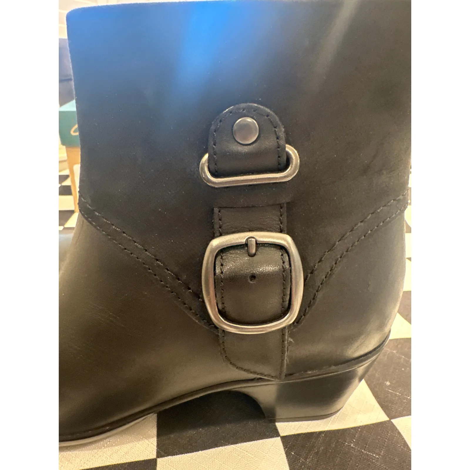 Clarks Women's Ingalls Nile Boot Size 8 N Block Heel Black Leather Suede Bootie - Image 4