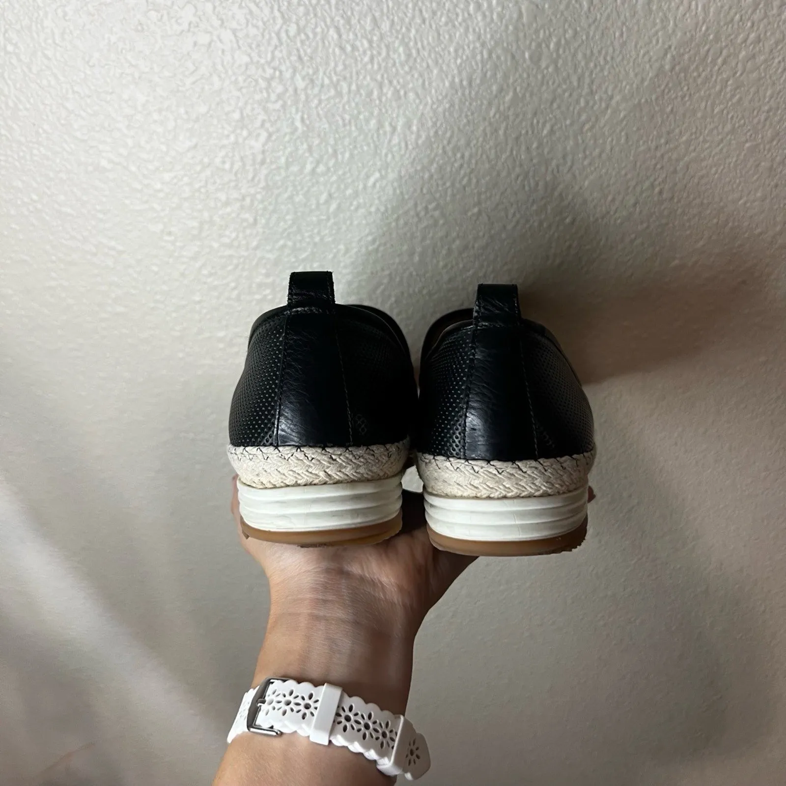 Paul Green Posh Black Perforated Cap Toe Espadrille Slip-On Loafers Flats US 9 - Image 5