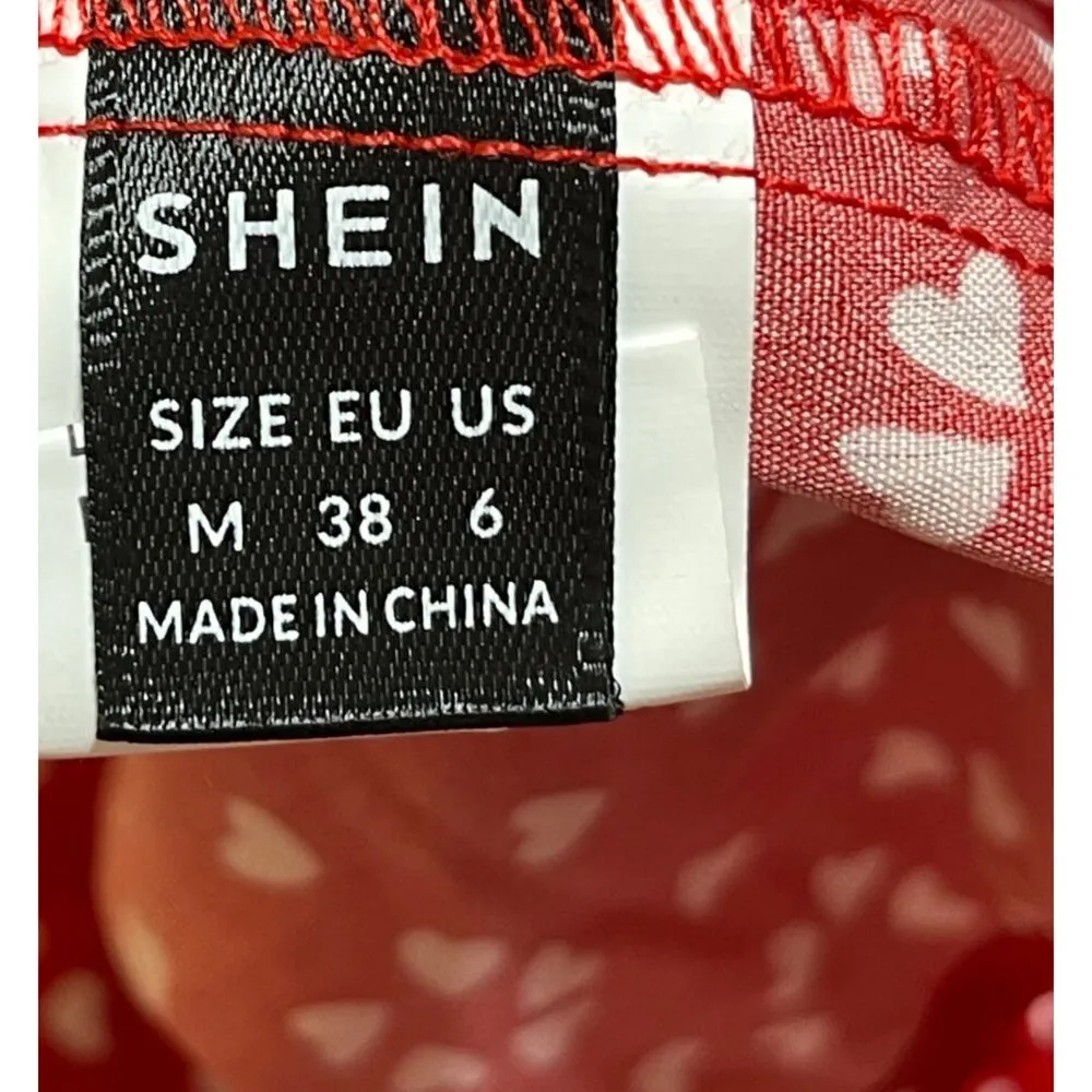 Shein 2 Piece Short Set Bikini Top Shorts All Over Hearts Red M Medium - Image 5