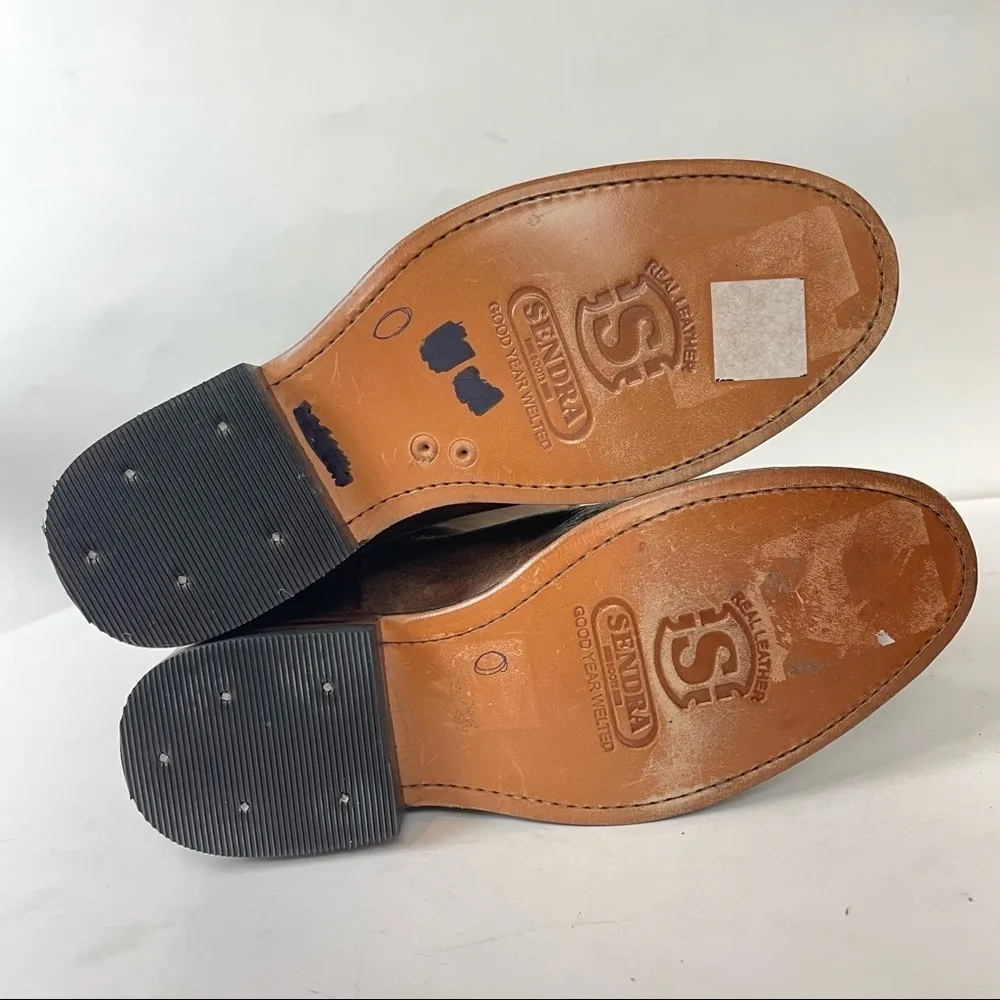 SENDRA Studded leather Tall Riding Boots Western size 36 Brown - Image 9