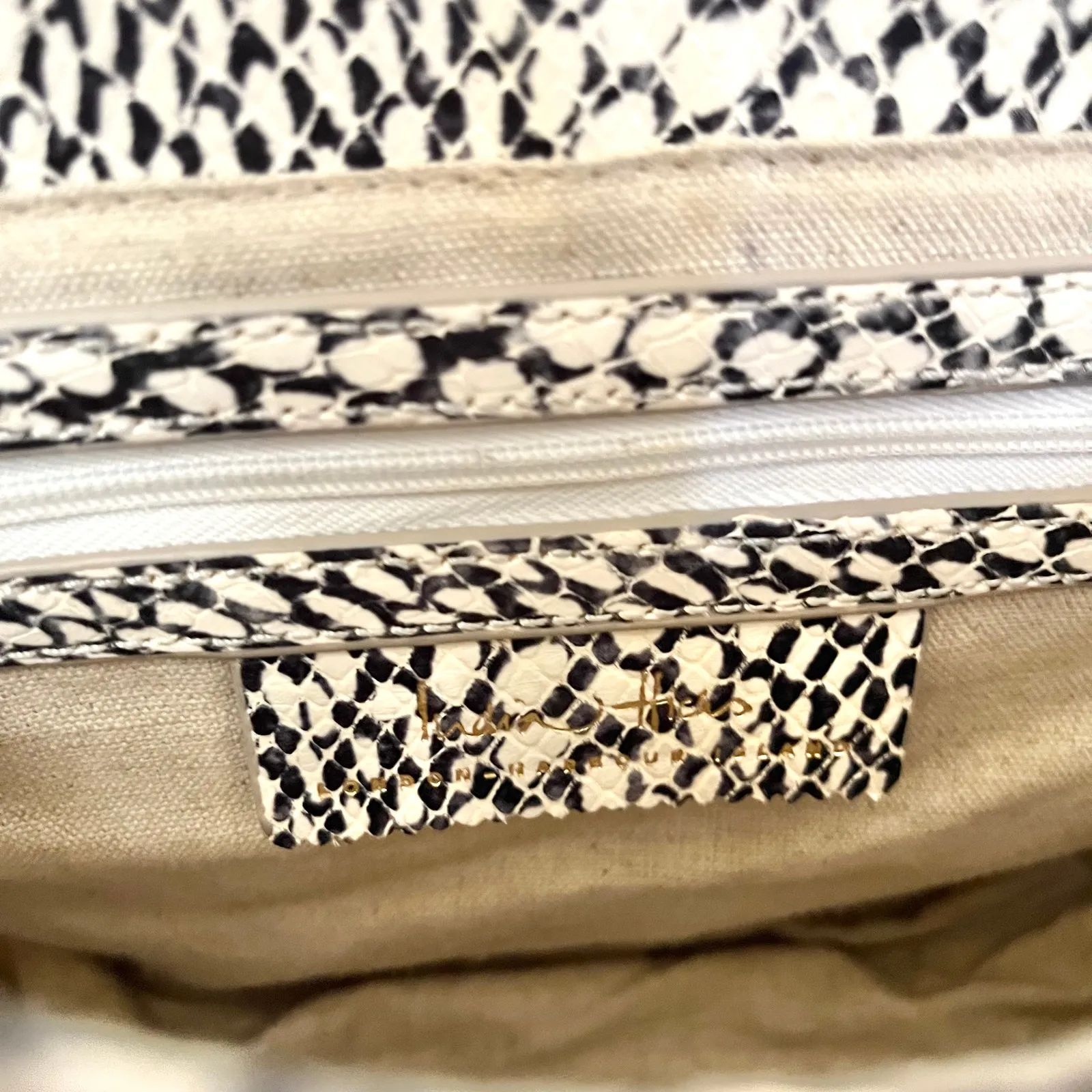 India Hicks Lady P Snake Print Leather Satchel Bag Crossbody Handbag - Image 5