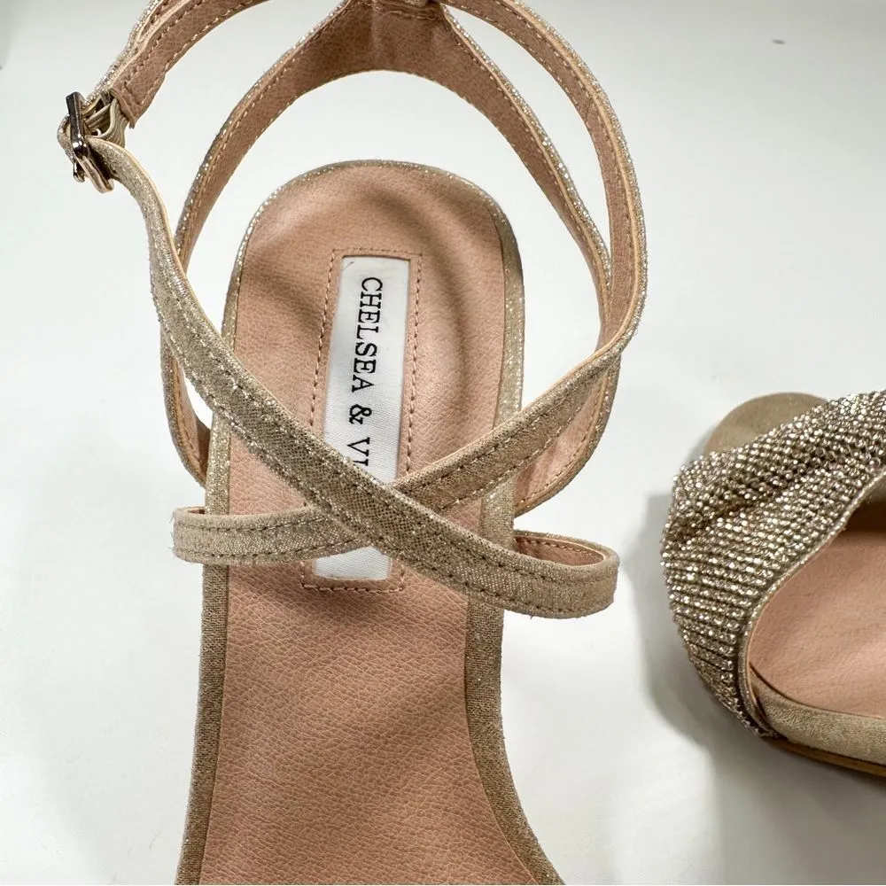 Chelsea & Violet Brandy Rhinestone Twist Ankle Strap Dress Sandals - Image 5