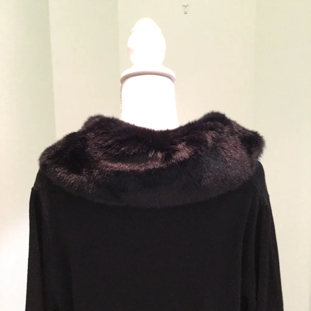 Kathy Ireland Wool Blend Faux Fur Collar Cardigan - Image 5