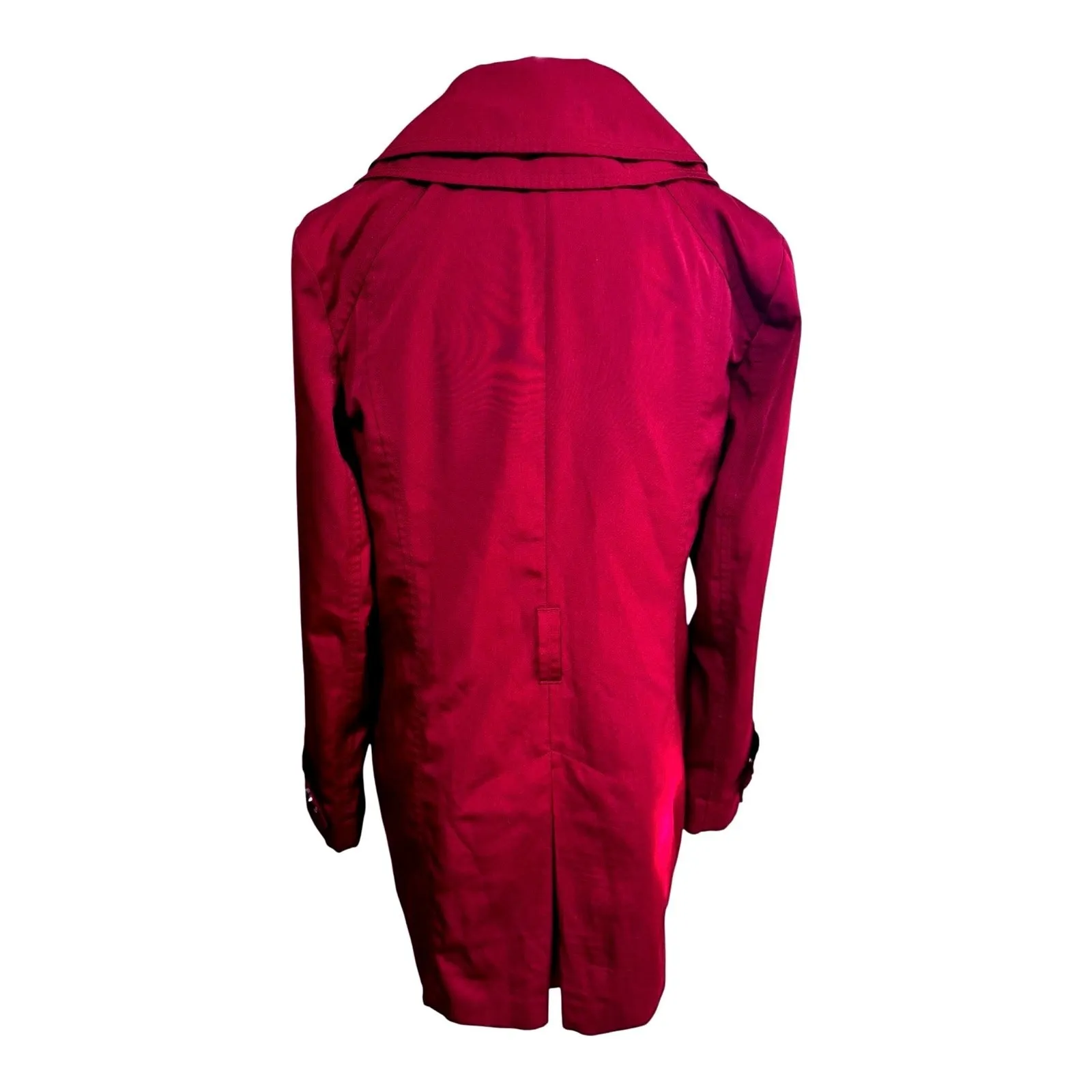 Liz Claiborne Water Resistant Chili Red Rain‎ Trench Coat Women's Size Small - Image 5