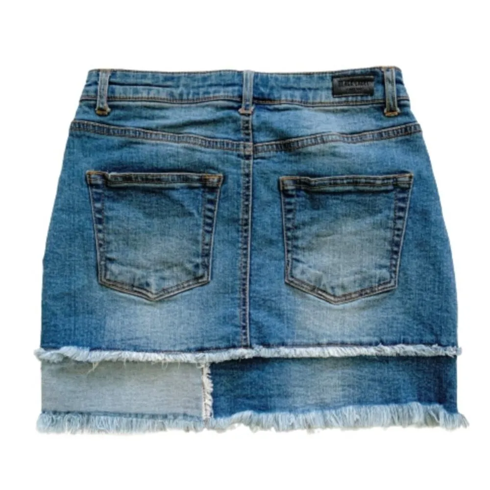 2Sable by Black Label Skirt Distressed Frayed Hem Denim Jean Mini Skirt Small Blue - Image 4