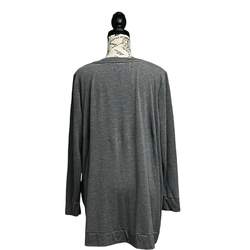 Chicos Zenergy Top Women 3 US Gray Tunic Side Zip Long Sleeve Casual Modest - Image 4