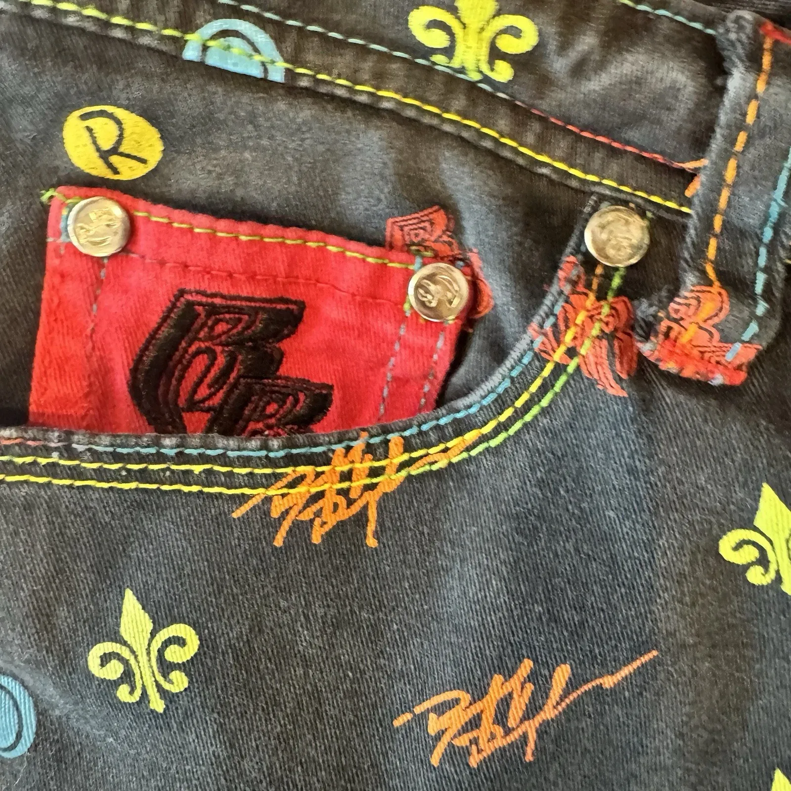 Vintage Ruff Ryder Denim Jeans Iconic logo Pattern Womens 11/12 Y2K Hip Hop RARE Blue - Image 9