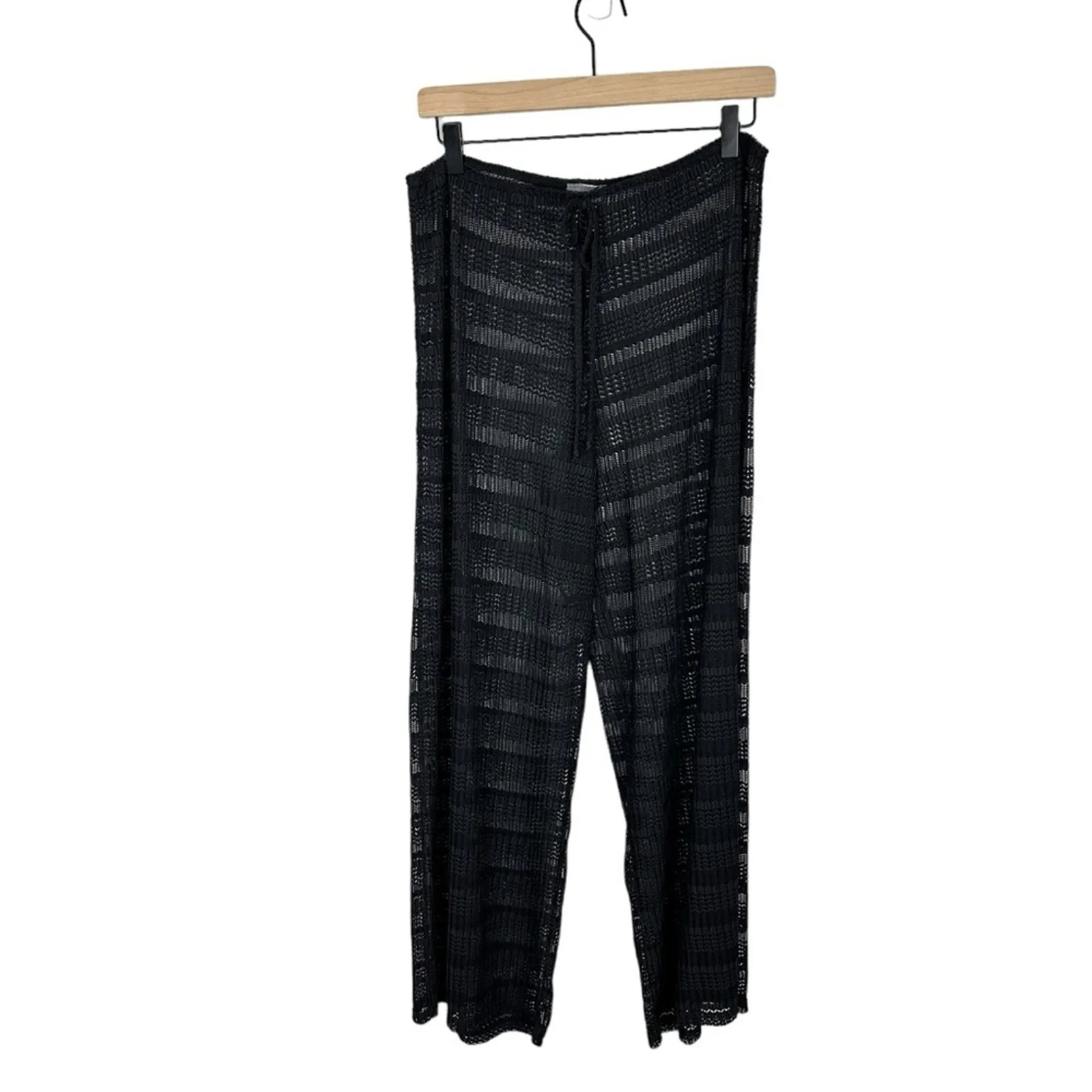 Jordan Taylor Knit Mesh Wide Leg Swimsuit Coverup Black Pants Size XL - Image 2