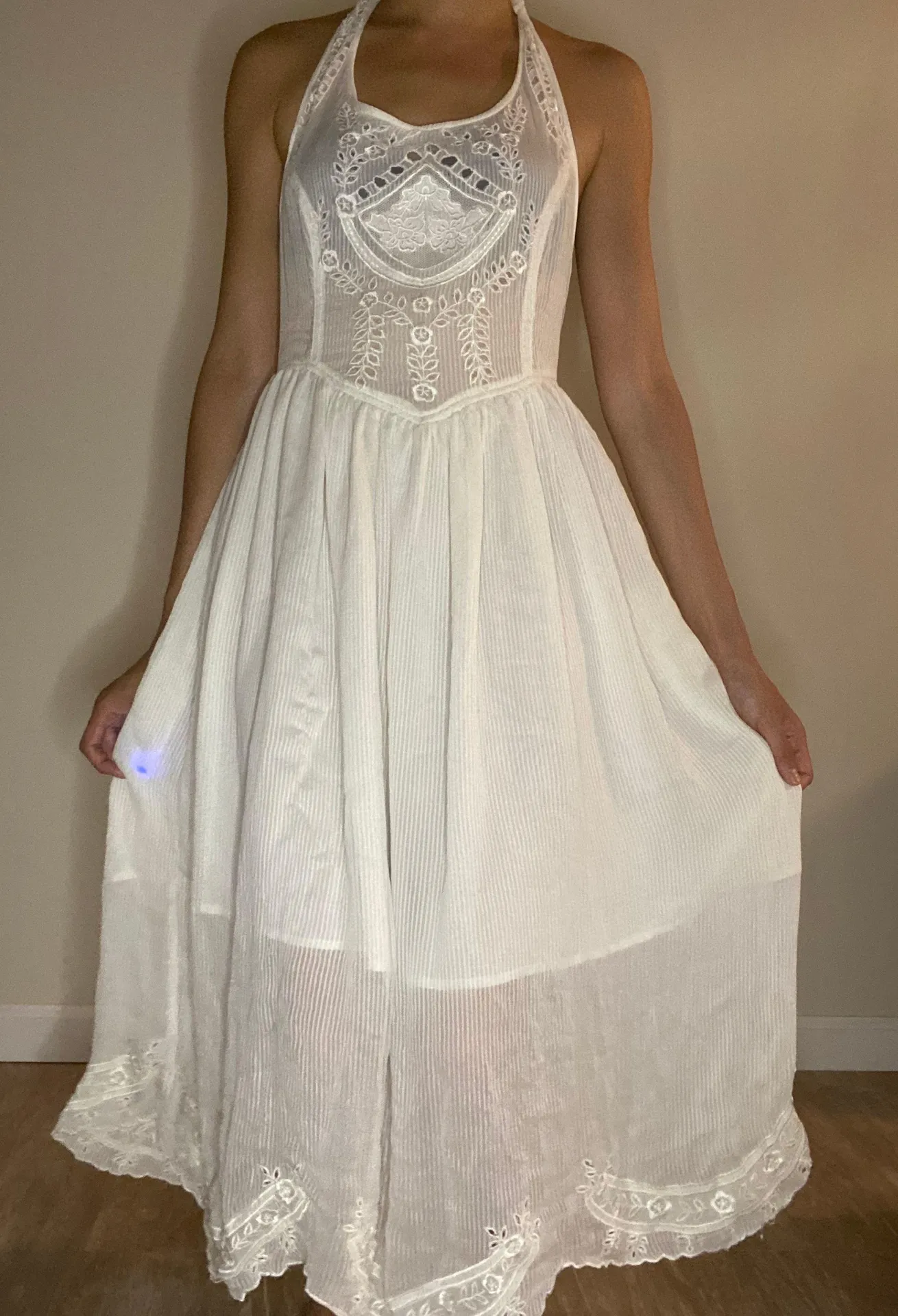 New Romantics collection dainty lace halter tie white dress S - Image 2