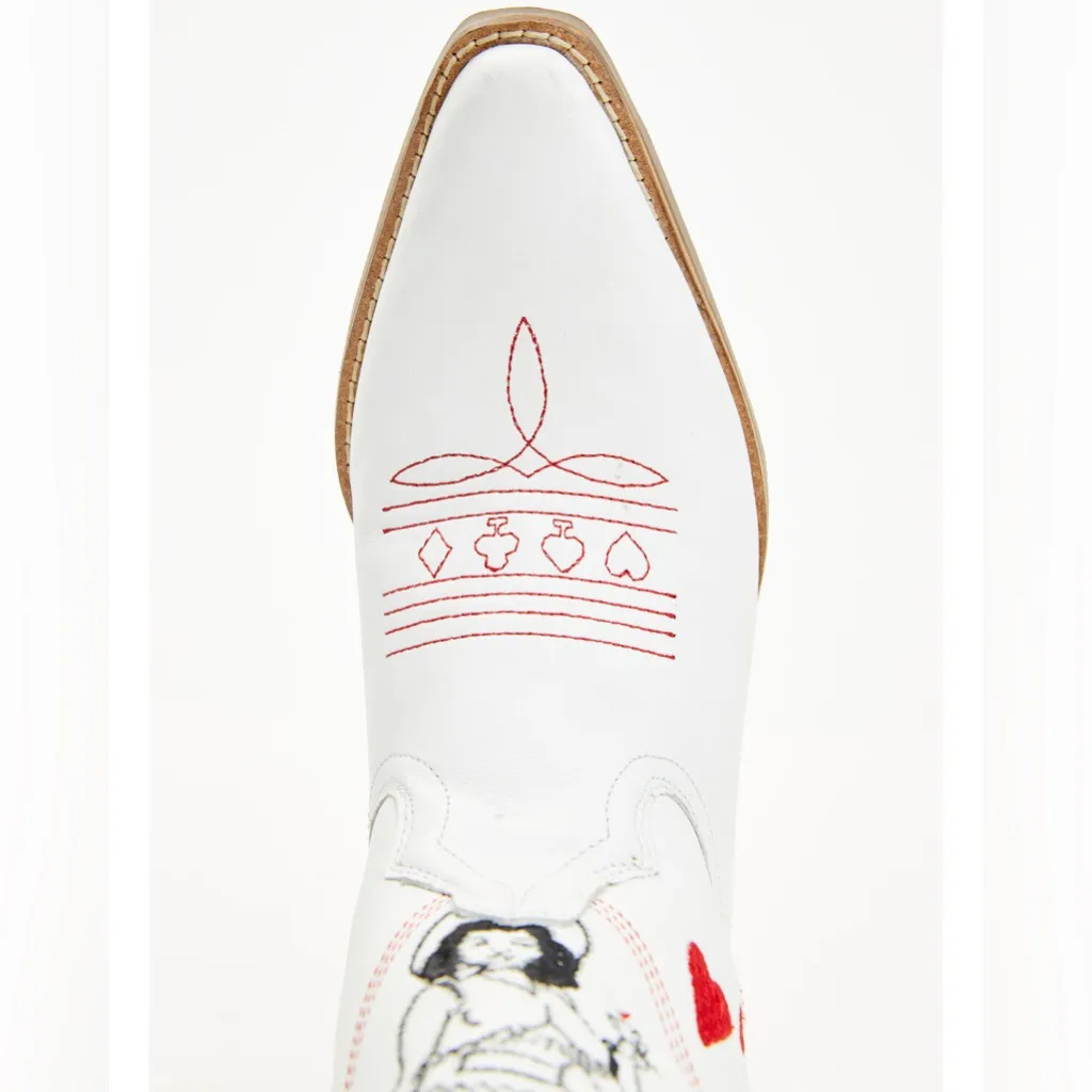 Dingo Queen Of Hearts White and Red Western Heeled Boots - Image 6