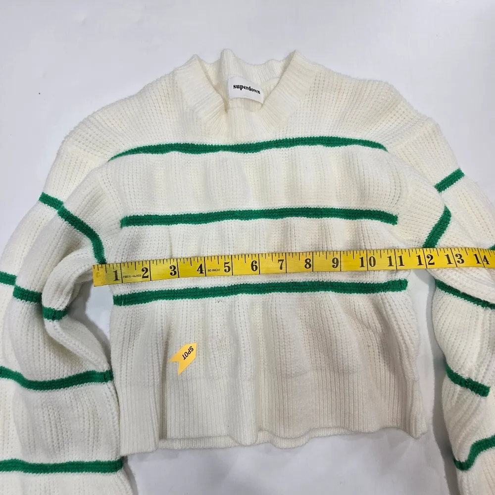 Superdown Sophia Stripe Sweater in White & Green - Image 11