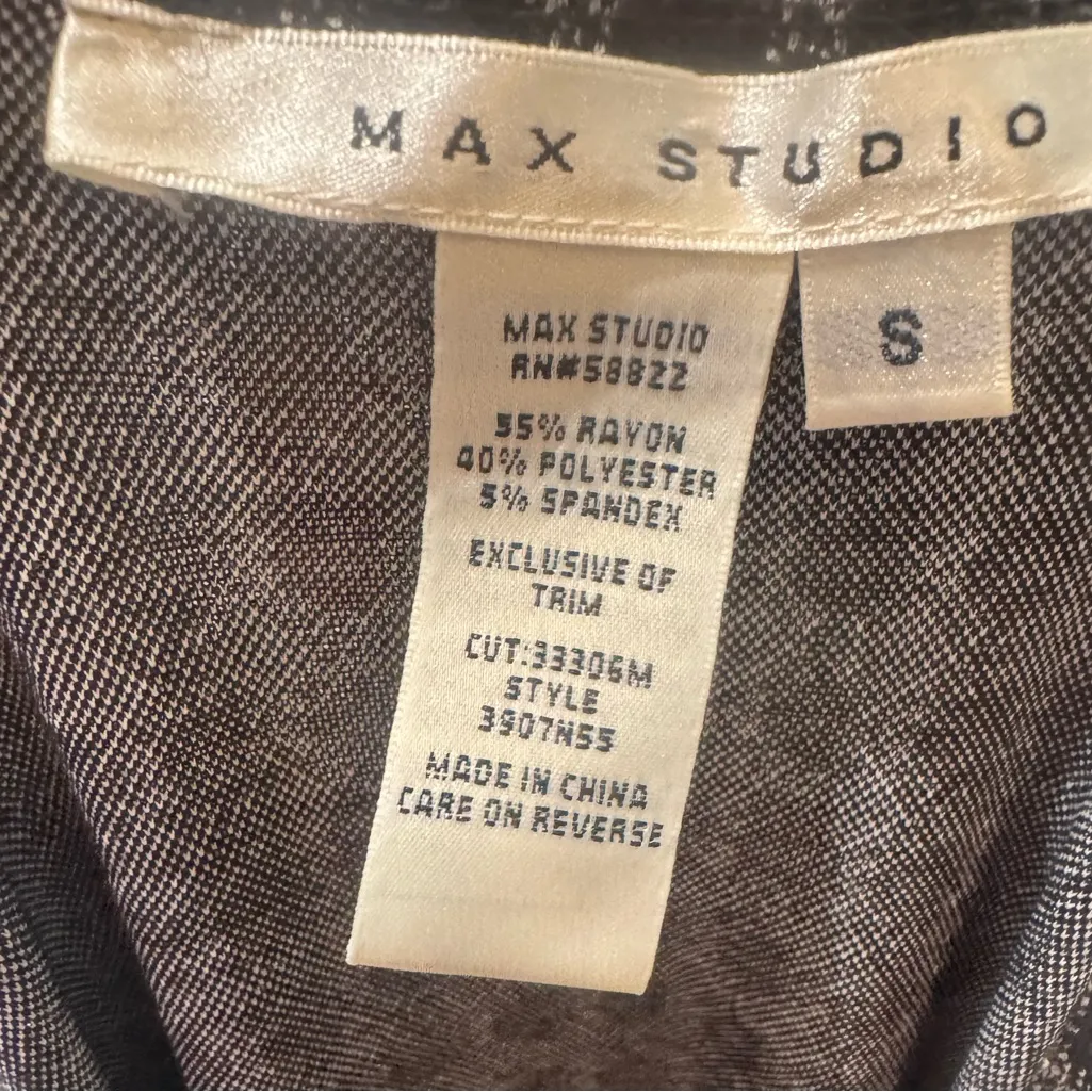 Max Studio faux wrap leather side buckle black and white dress size small - Image 5