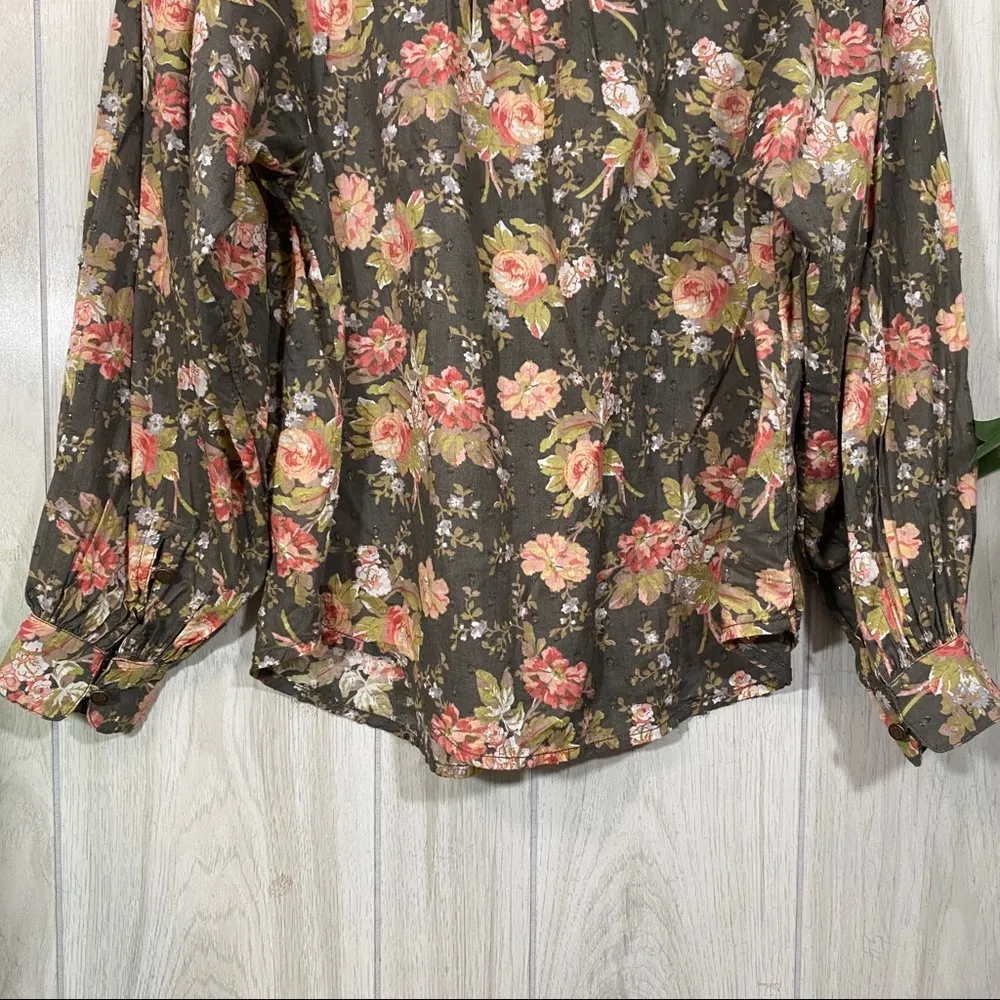 Anthropologie Abiona Floral Peasant Blouse size S Small - Image 8