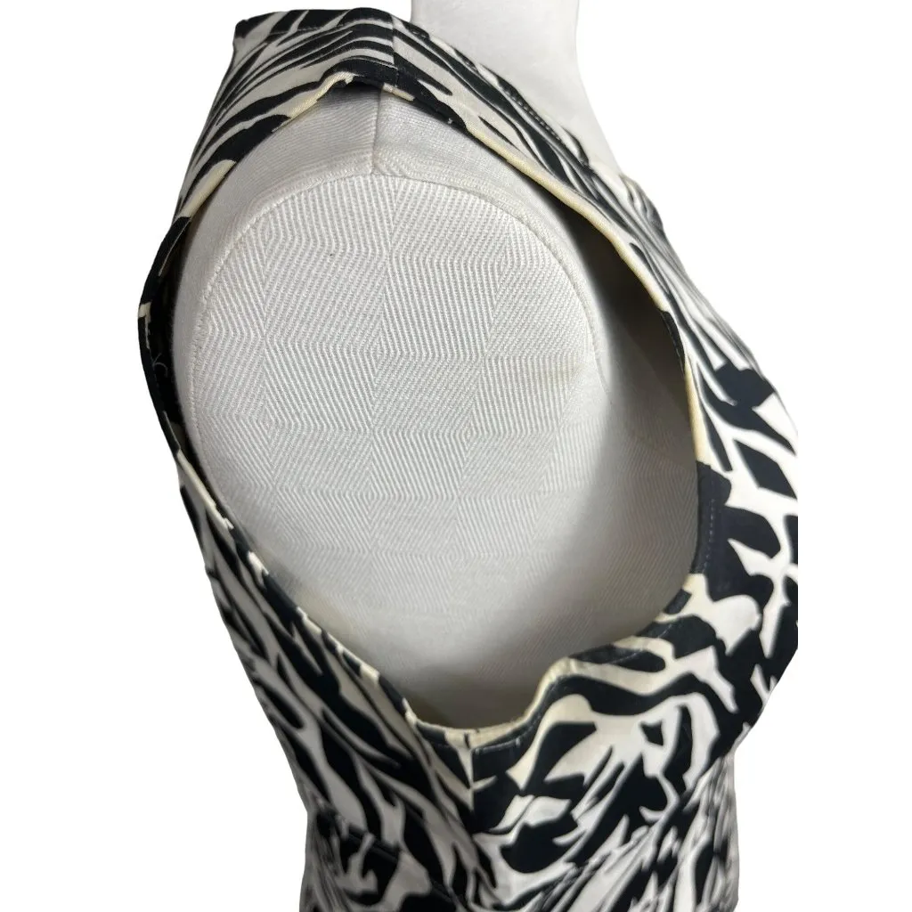 Calvin Klein Size 10  Black/White Cotton Blend Sleeveless Dress 30d - Image 4