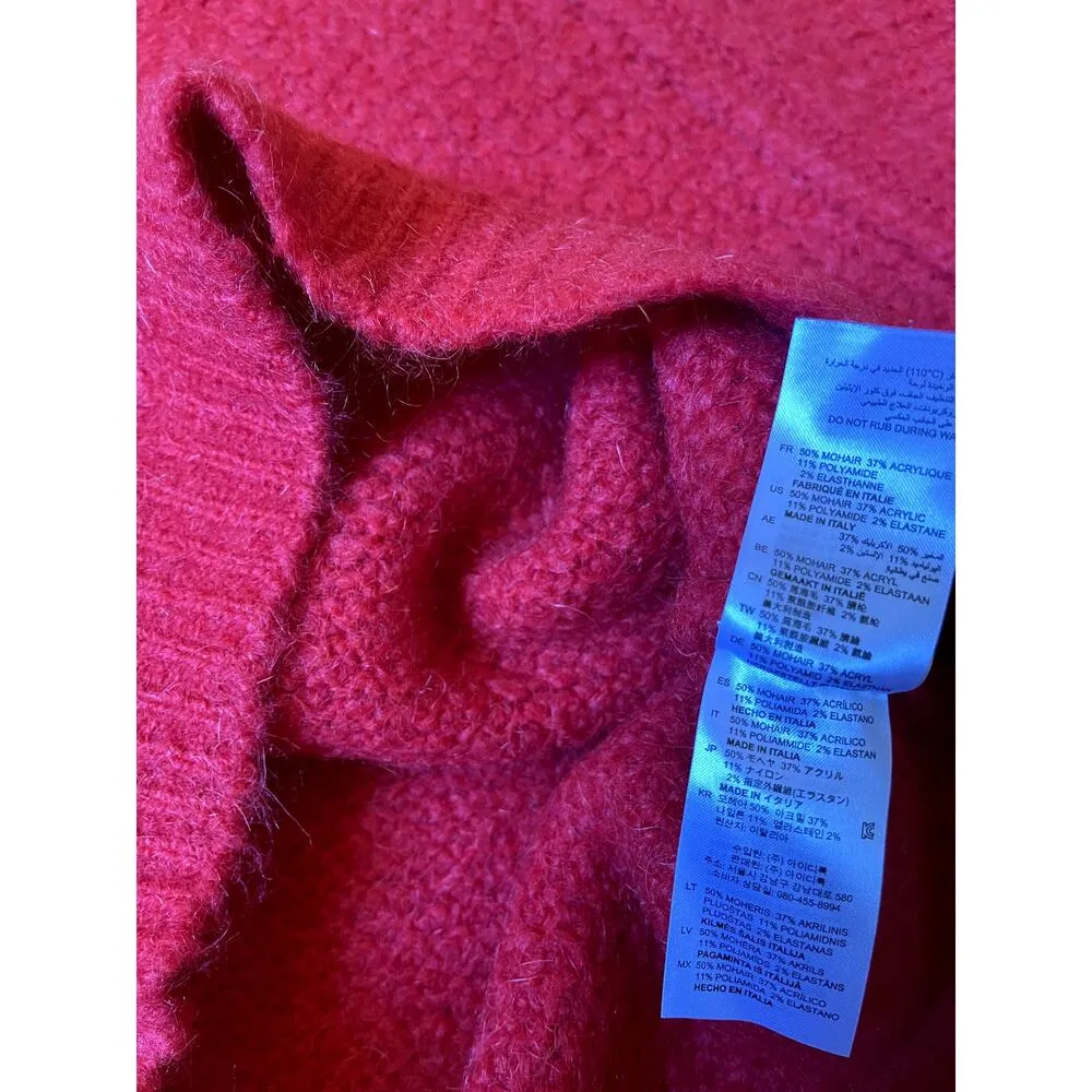 Sandro Pullover Mohair Blend Oversized Relaxed Jumper Knit Sweater Red 1 Small - Image 7