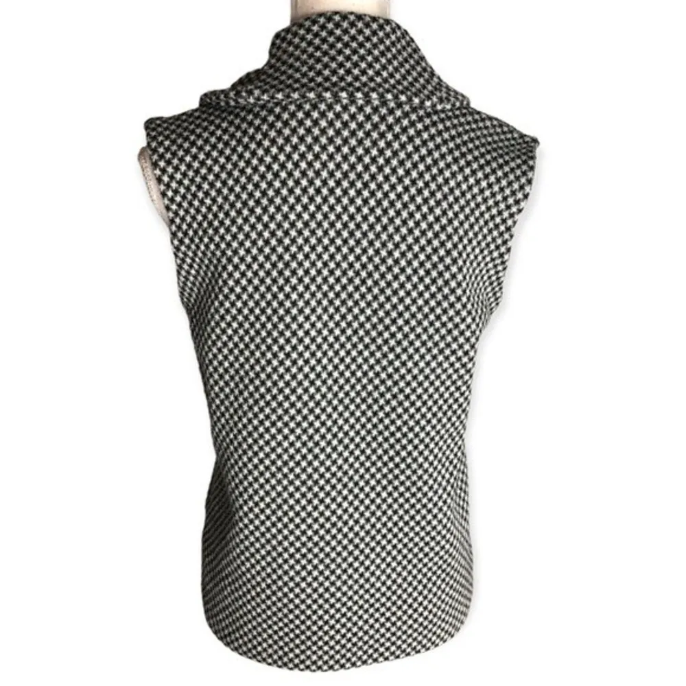 Chaps Black White Print Sleeveless Buttoned Down Vest - Image 79