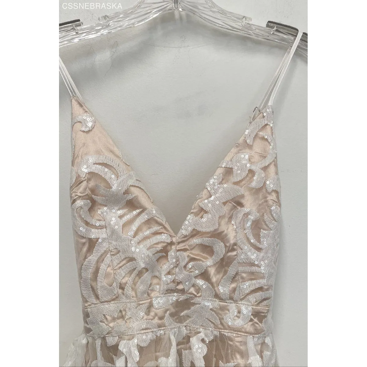 Lulus Beige Sweetest Celebrations Sequin Skater‎ Mini Dress - Size M - Image 2