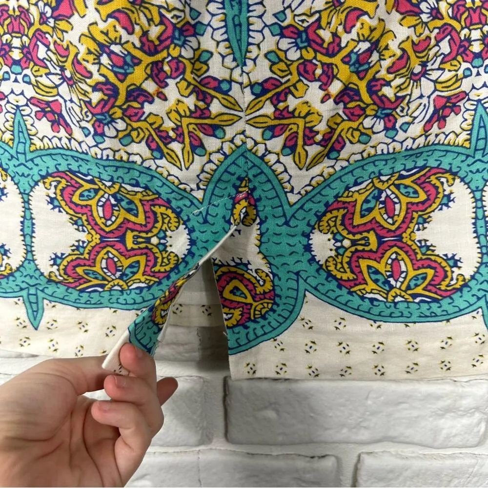Lucy & Laurel Anthropologie Paisley Bohemian Linen Skirt Size 4 - Image 4
