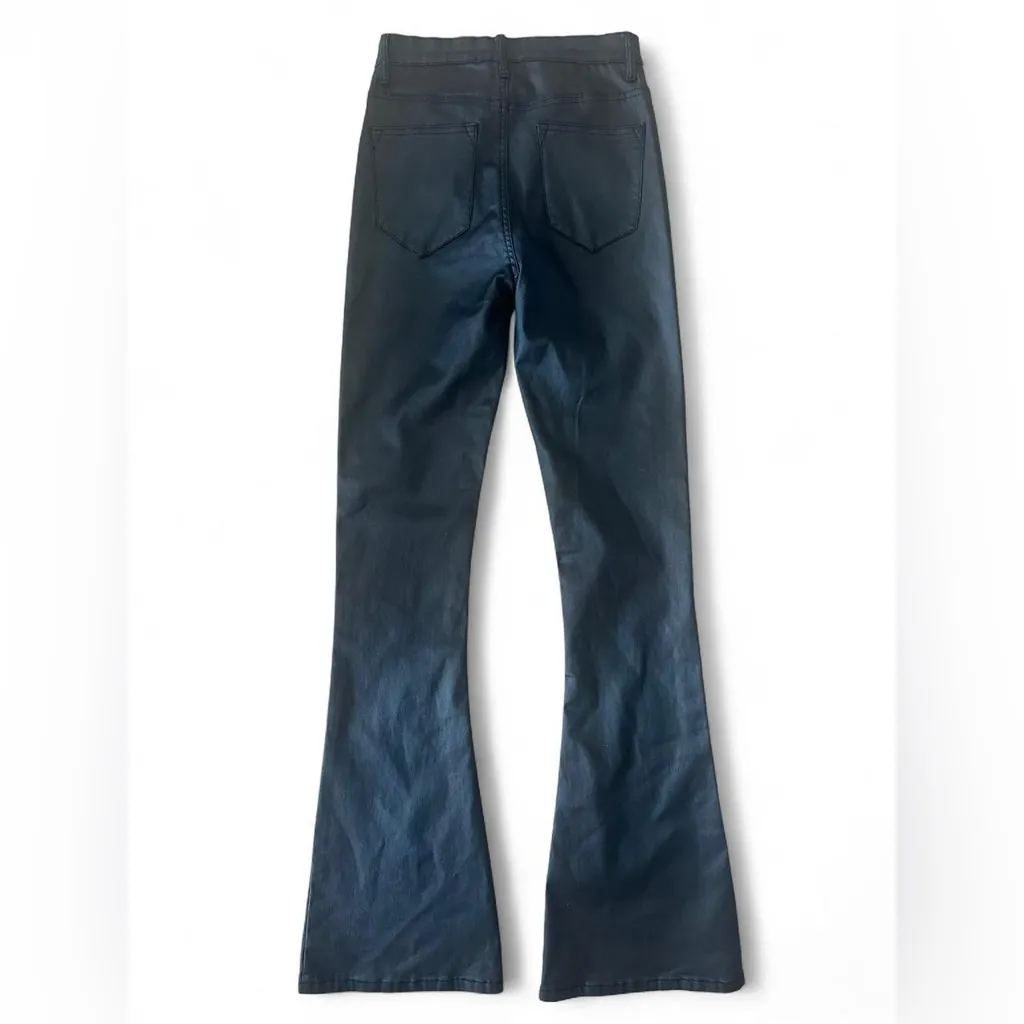 Edikted Luna Faux Leather High Rise Flare Jeans – Black, Size Medium (NWOT) - Image 4