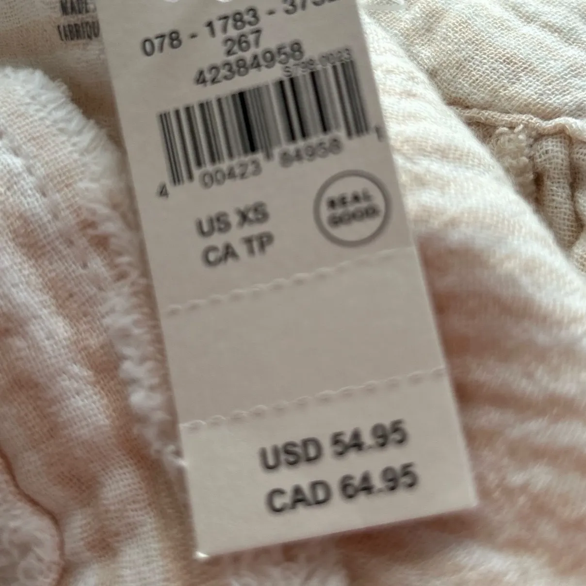 Aerie Gauze Striped Button Down Shirt Cream oversized Womens XS - Image 5