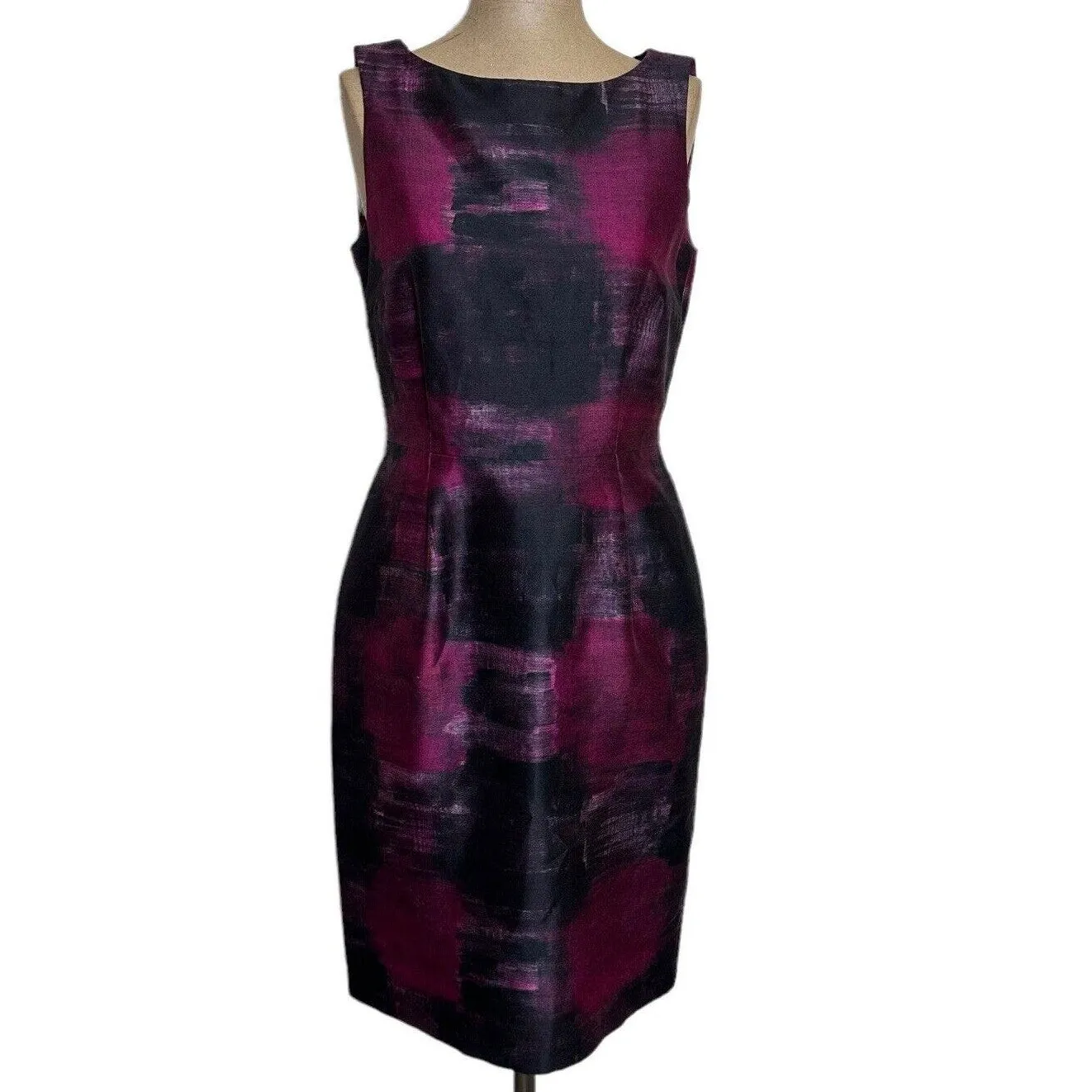 MaxMara Mini Sheath Dress Pink Italian Silk Blend Abstract Floral Print size 6 - Image 6