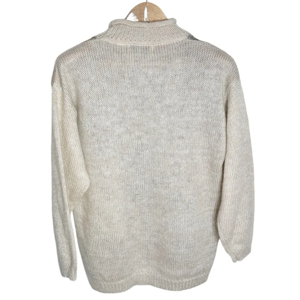 Orvis New Vintage Mohair Patchwork Neutrals Oversized Sweater Size M men - Image 2