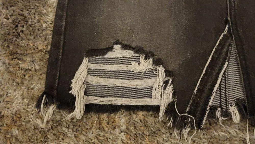 Free People We The Free Black Denim Distressed Destroyed Relaxed Fit Skirt 28 - Image 7