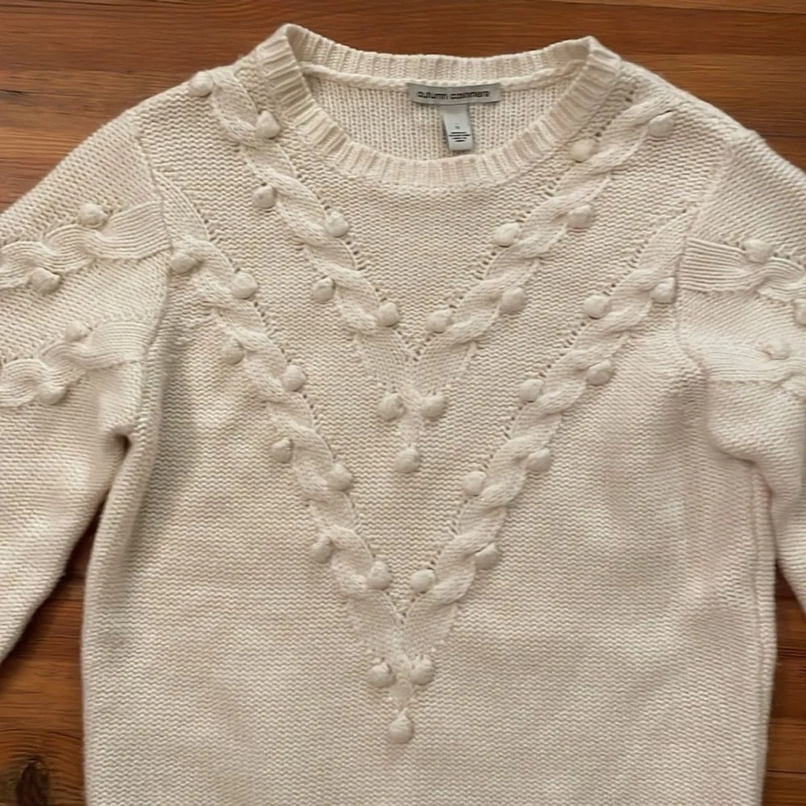 Autumn Cashmere Cream Popcorn Cable Knit Sweater Womens Size Small - Image 12