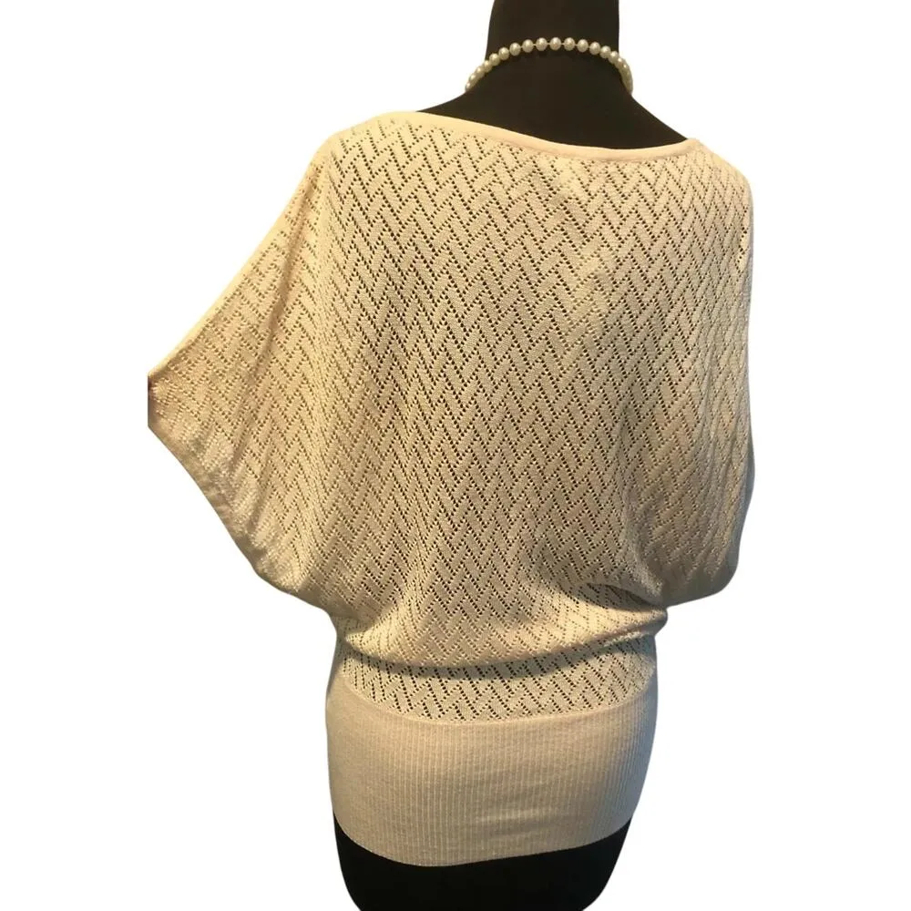 Cache Pink Knit Peek A Boo Faux Wrap Top New Metallic Kissed Plunging V NWT $118 - Image 7