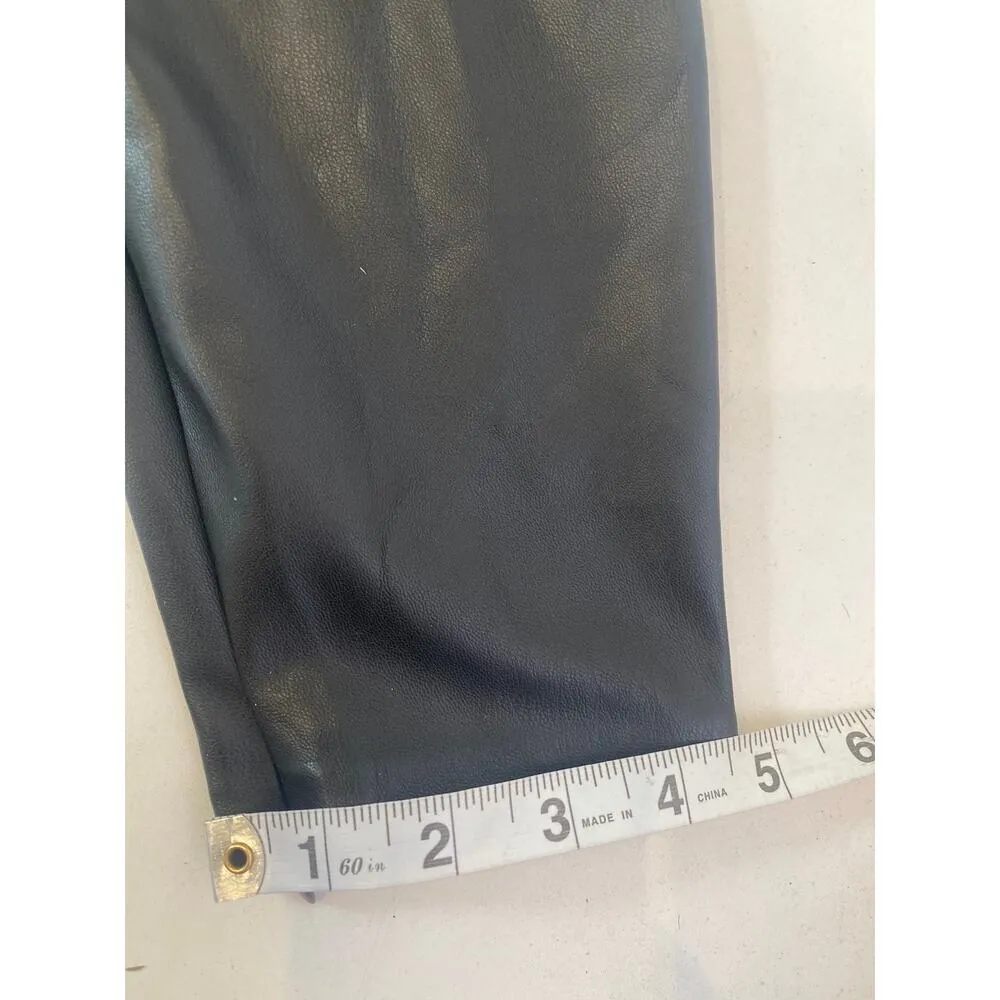 Zara Black Faux Leather Skinny Pants Sz Sm Ankle Zip Pockets Polyester Women’s - Image 16
