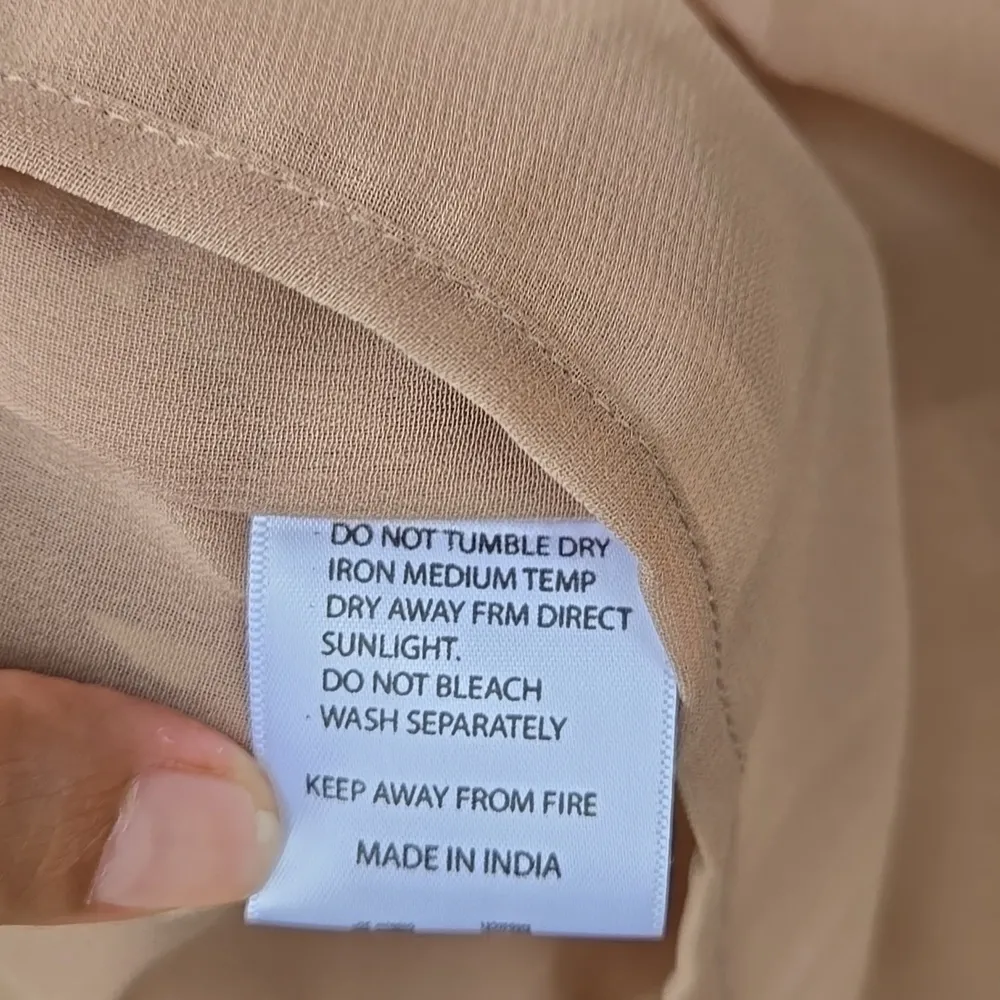 Cynthia Rowley Camel strapless organza dress with white 3D flower Size 6 - Image 8