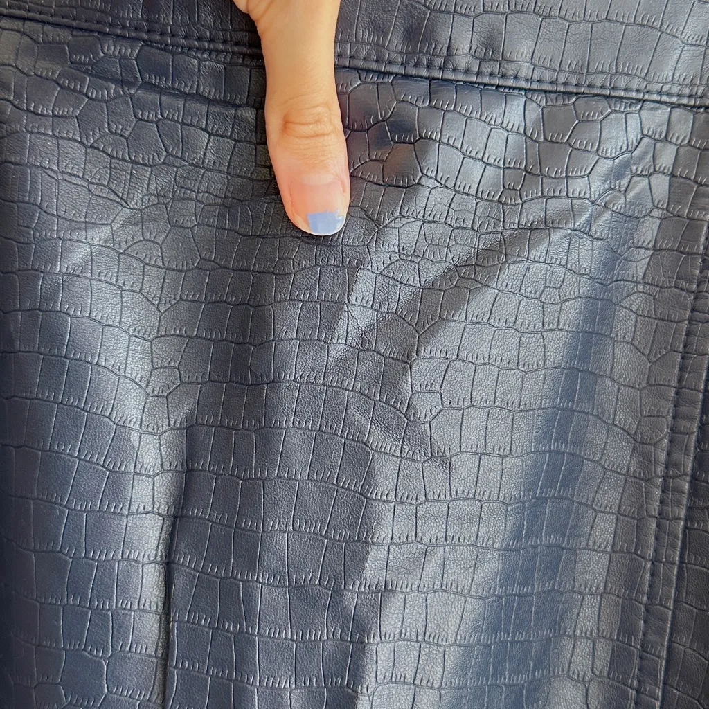 Oliver Bonas Croc Faux Leather Steel Blue Skirt, Size 10 - Image 15