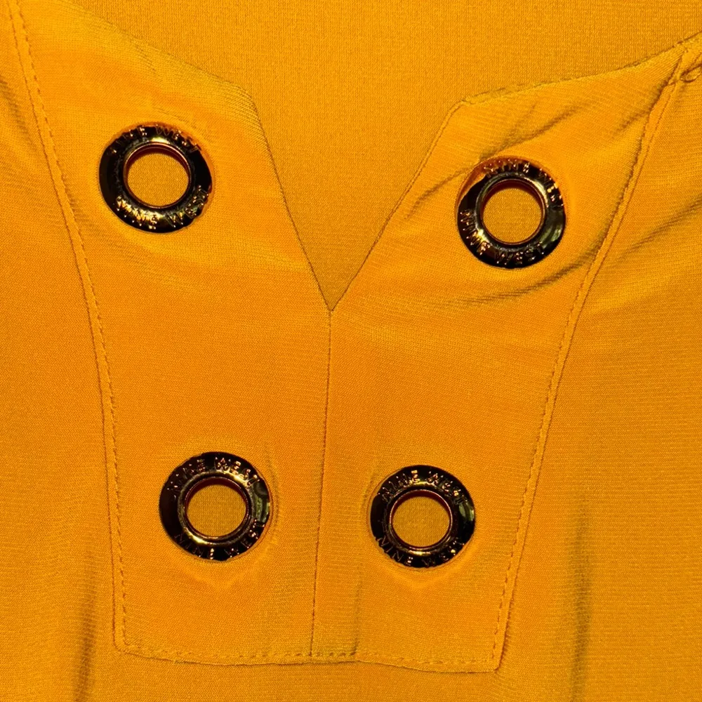 Nine West Mustard Sleeveless Top with Grommet Detail Work Career Office FLAWS - Image 3