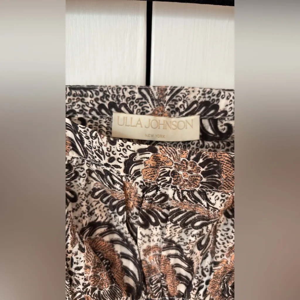 ULLA JOHNSON Aina Midi Dress Neutral Yarrow Size 4 Small Ruffle Puff Sleeves - Image 6