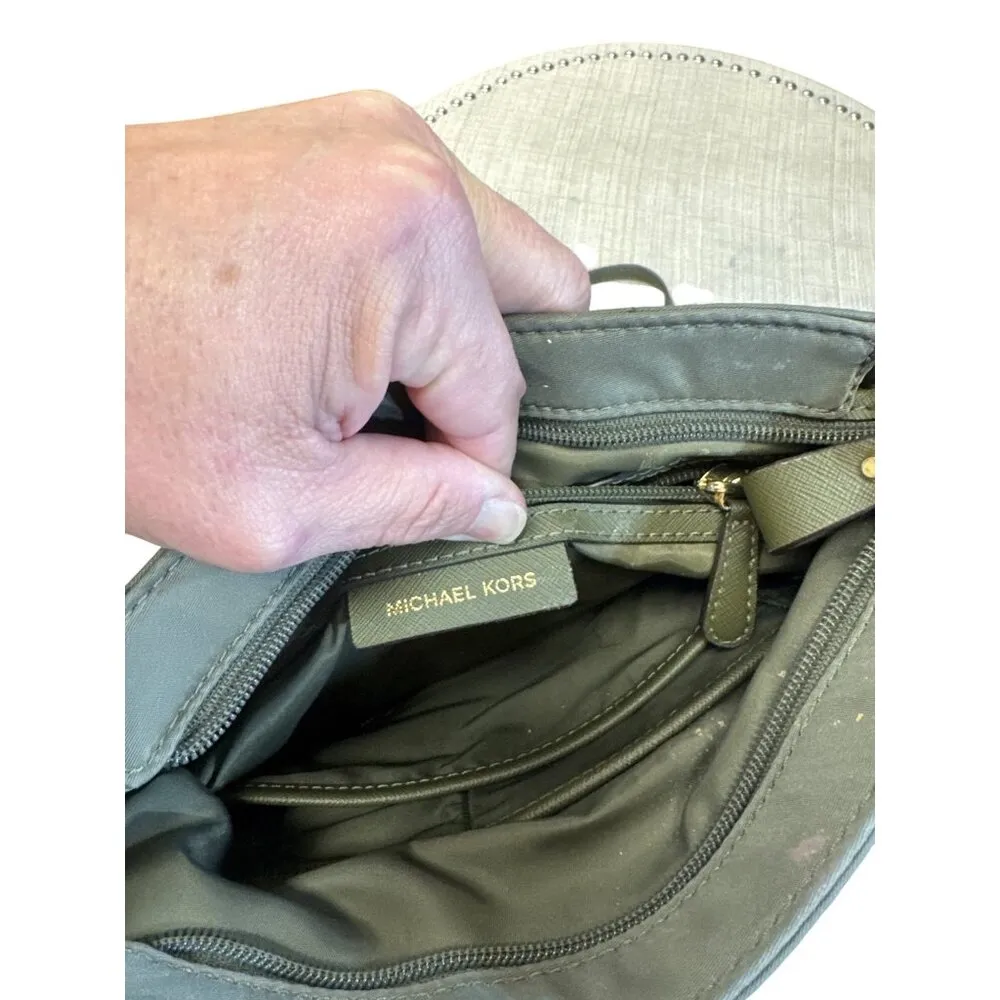 Michael Kors Womens Green Canvas Crossbody Purse SKU 7823 - Image 11