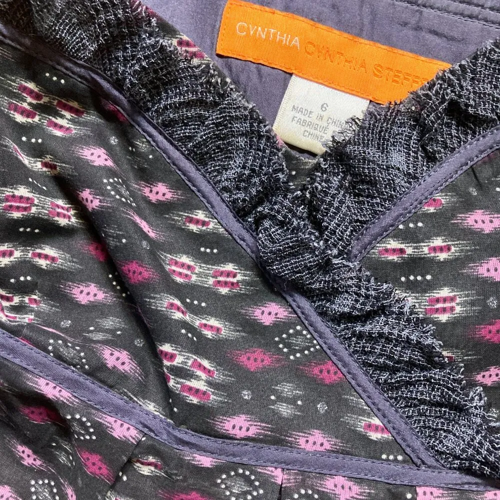 Vtg Y2K Cynthia Steffe whimsigoth fairy ikat ruffle wrap babydoll cami tank top - Image 3