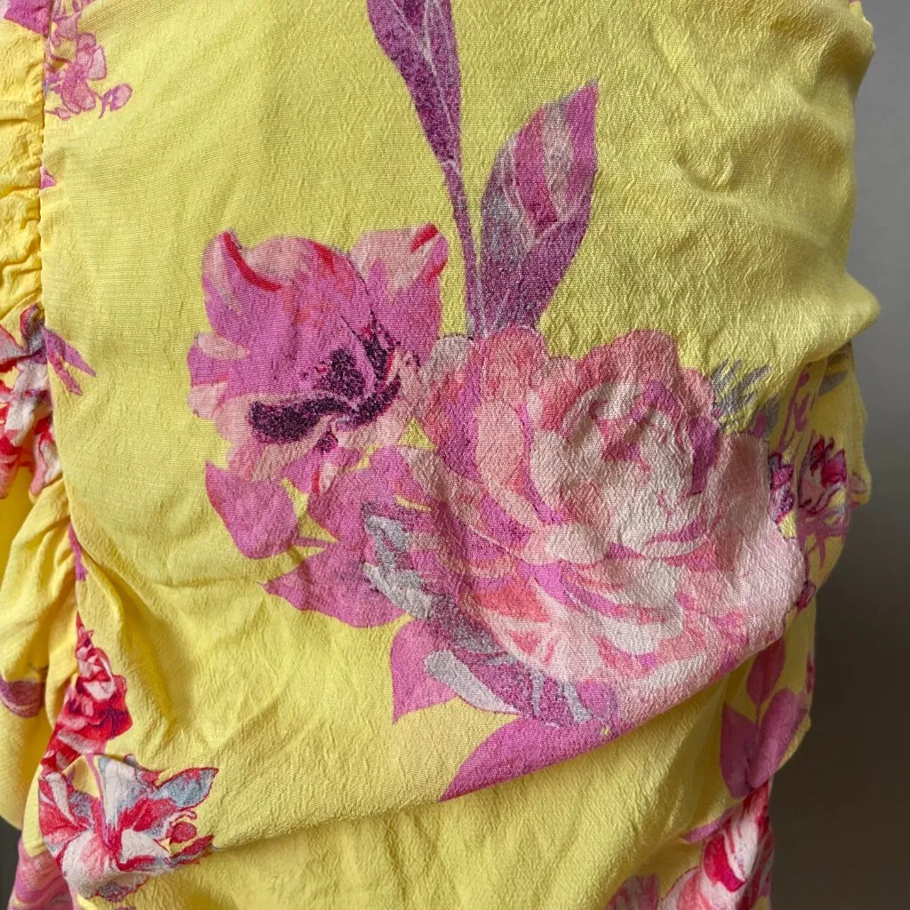 Mango MNG Skirt Romance Yellow Floral Ruffle Frill Mini Flirty Feminine Romantic - Image 10