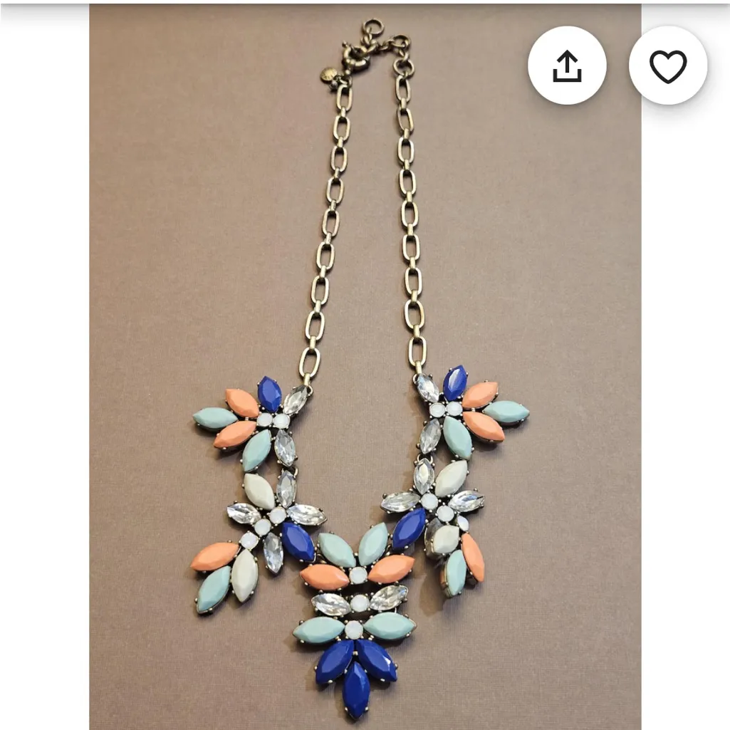 J. Crew Multicolor Floral Statement Necklace 18 Inches - Image 8