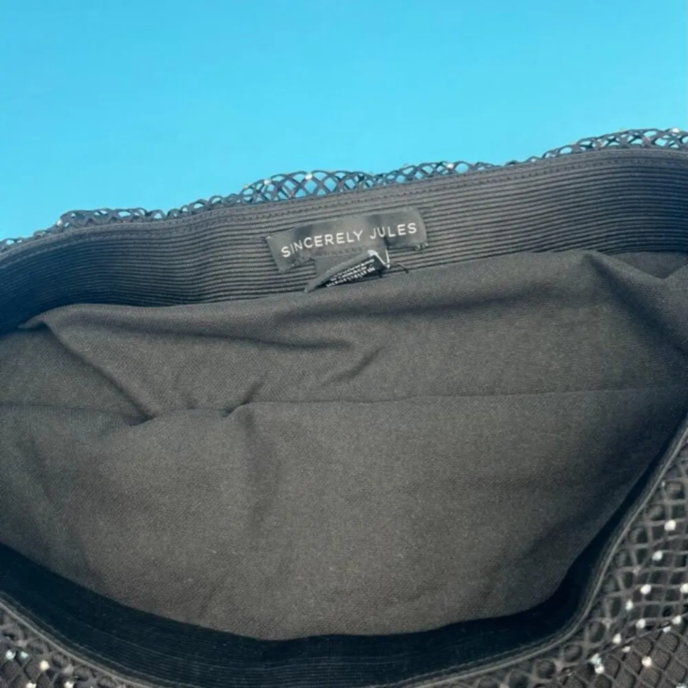 Sincerely Jules Black Fishnet Bejeweled Mesh Mini Skirt Women's size L Size L - Image 3