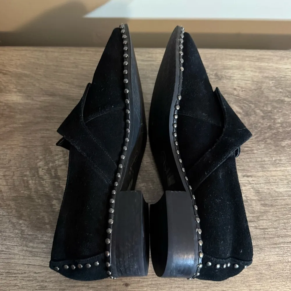 Adrianna Papell Black Suede Studded Shoes Women’s Size 8.5 Studs & Buckle Detail - Image 9