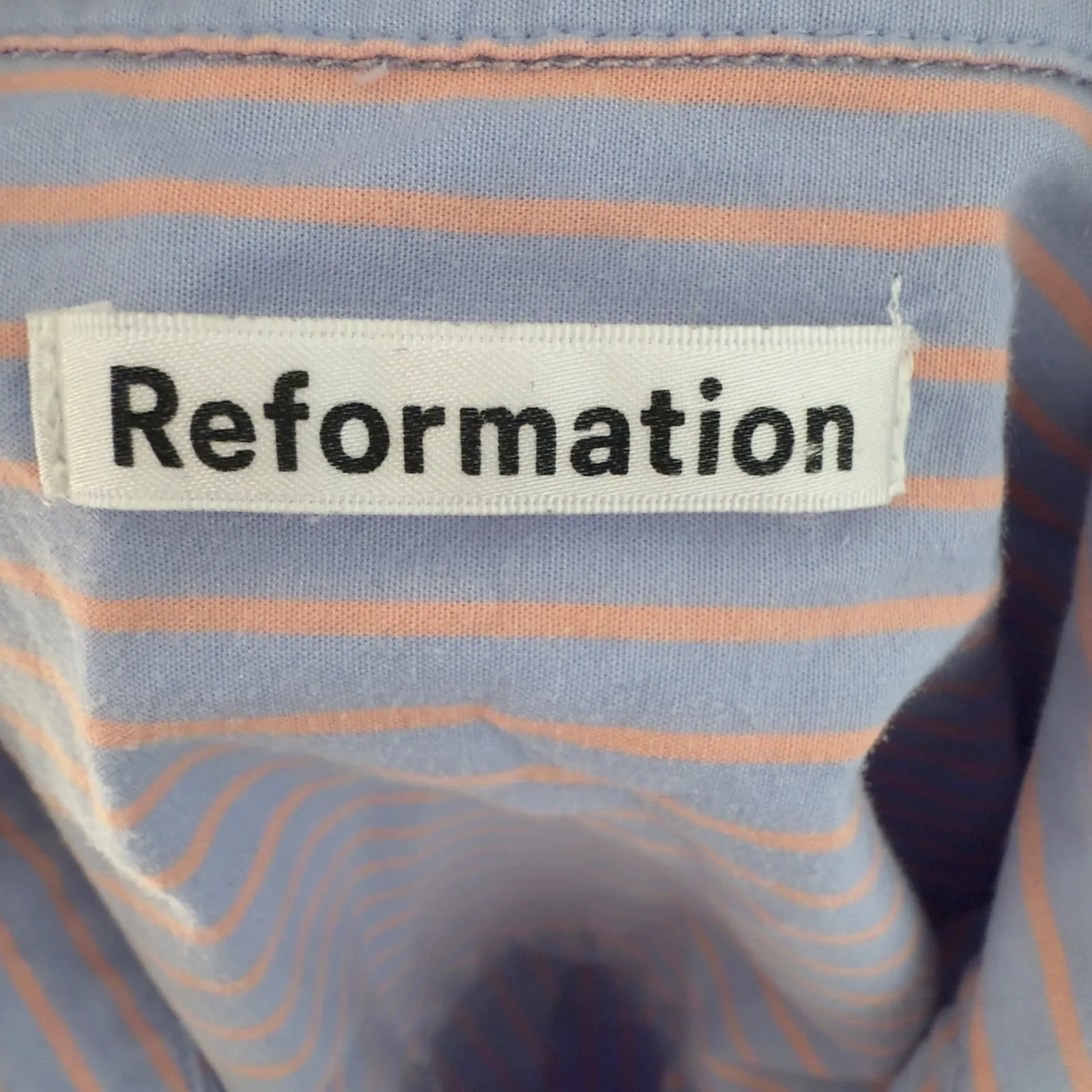 Reformation Striped Cropped Shirt & High Waist Shorts Set Lavender Coral XL - Image 5