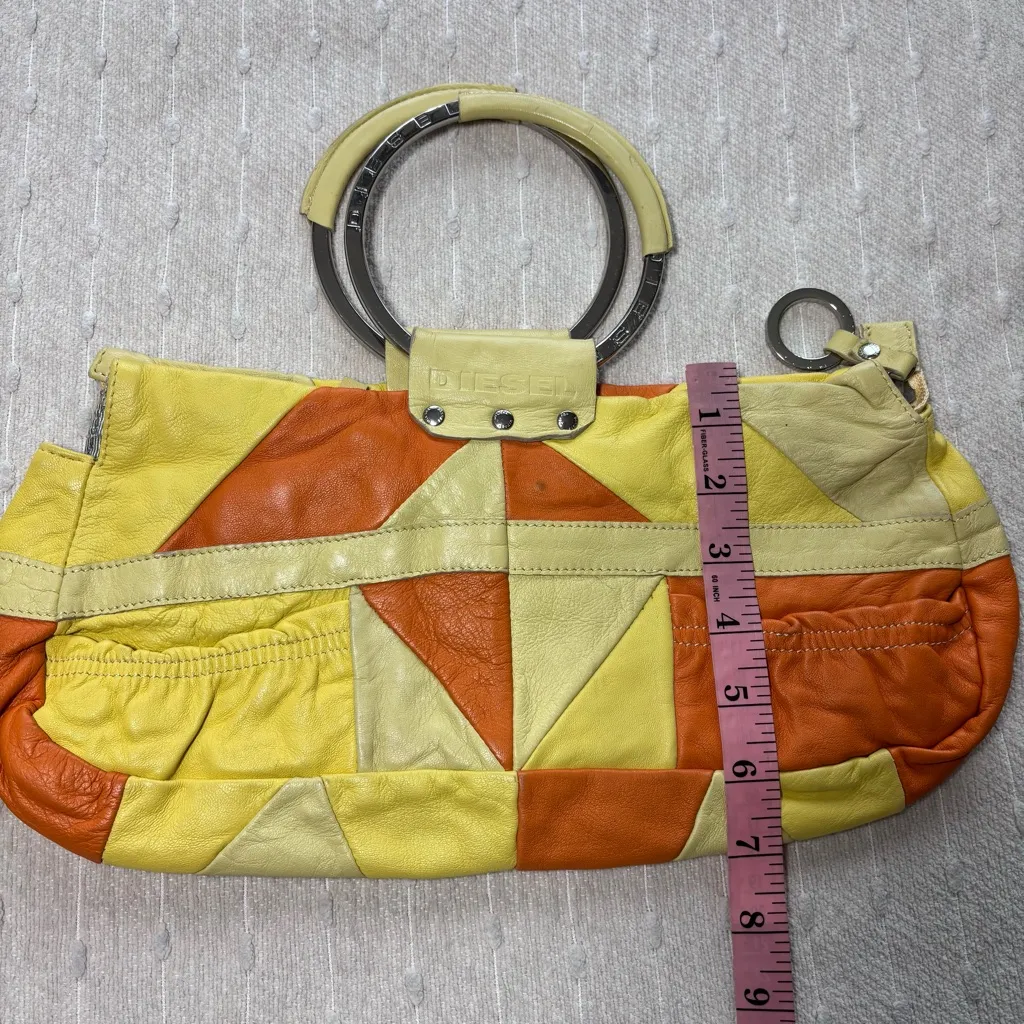 Diesel spare parts Vintage Leather patchwork Yellow and Orange 70’s bag - Image 9