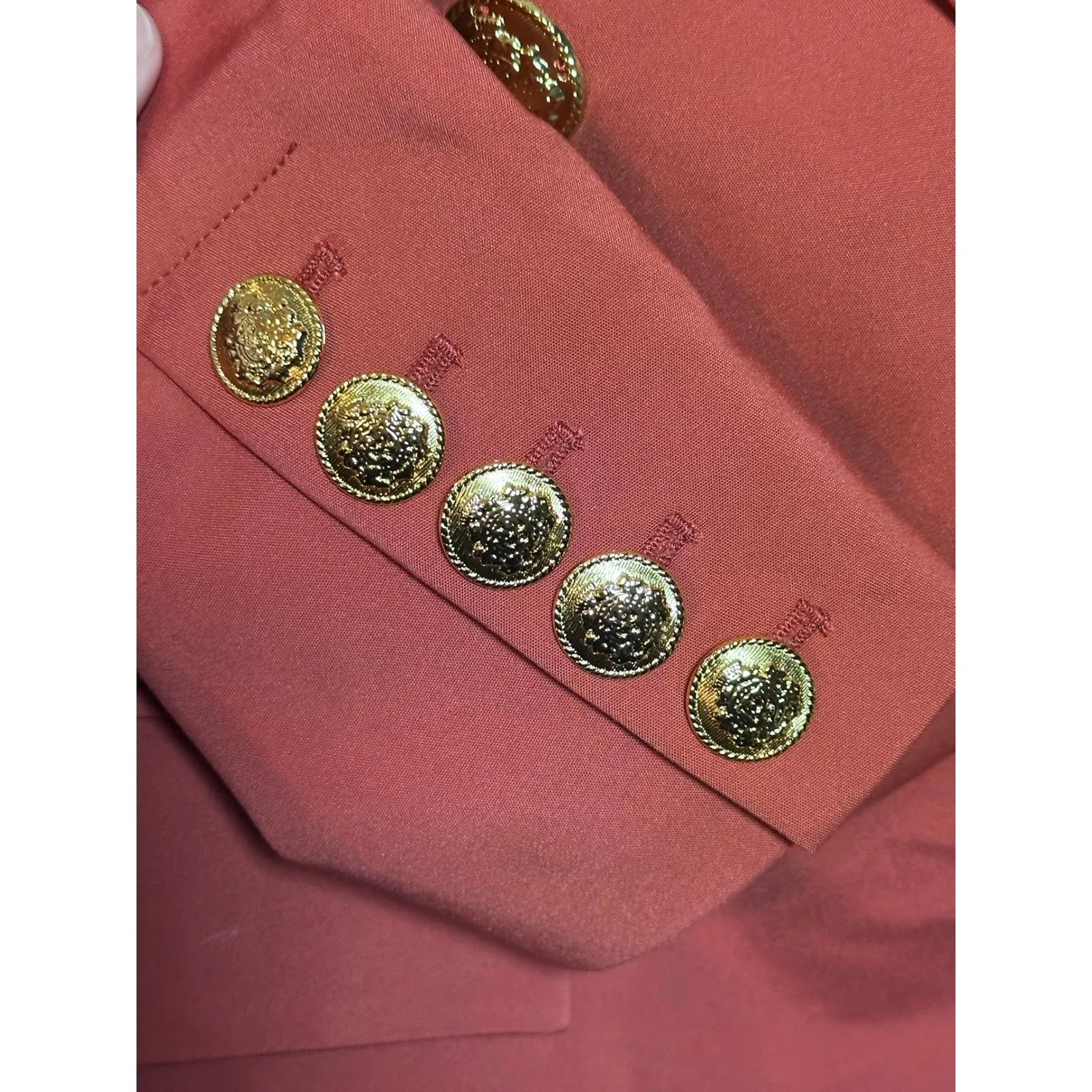 Boston Proper Double Breasted Dark Orange Blazer Gold Button Size 12 Business - Image 3