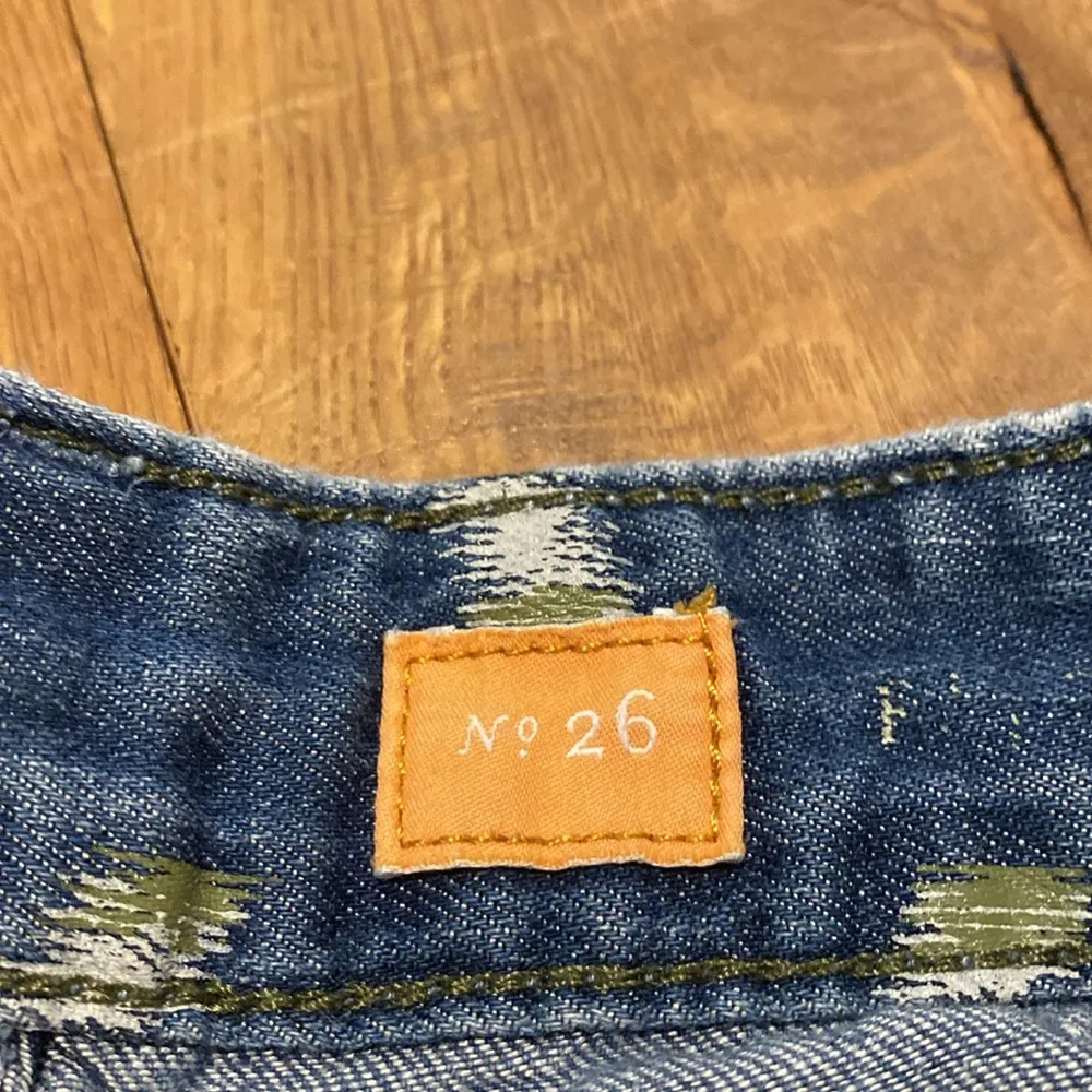 Anthropologie Pilcro Stet Ikat Denim Printed Shorts Blue Green Sz 26 - Image 5