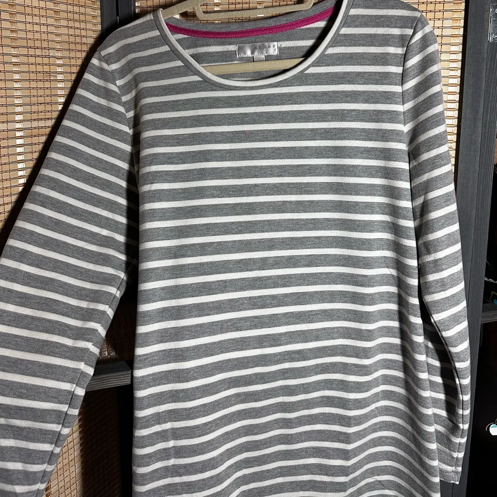 Kenar Gray and White Striped "Sweatshirt" Dress - Image 3