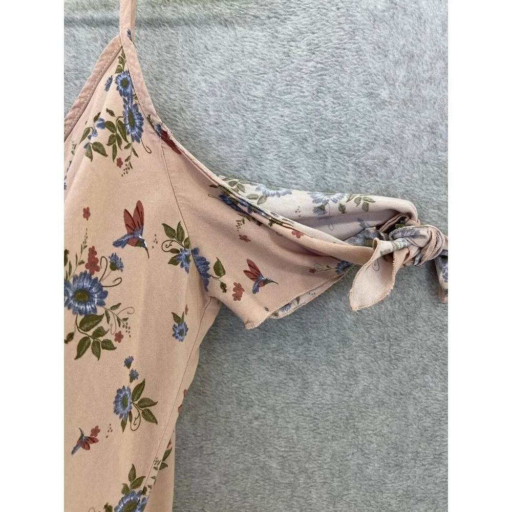Haute Fox Women's Cold Shoulder Blouse Pink Floral Size 2X Short Sleeve V Neck - Image 5