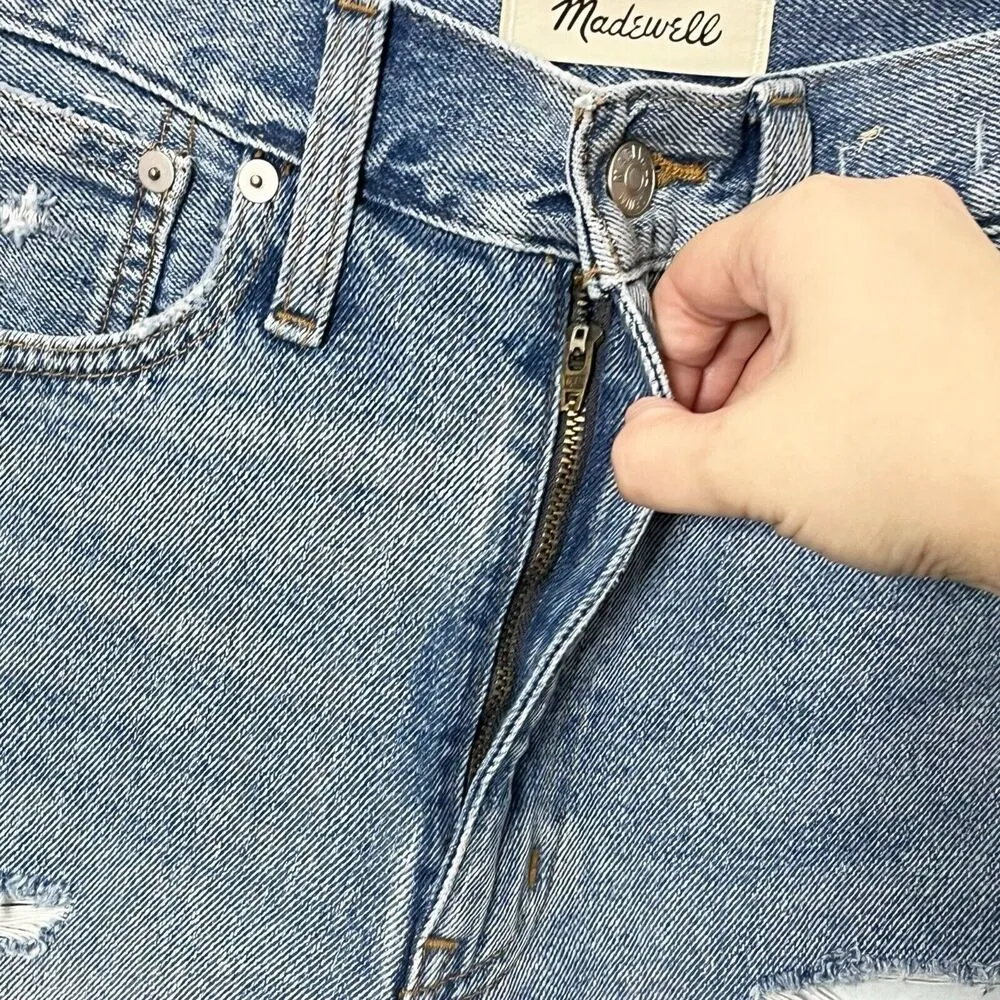 Madewell The Momjean Short Flintwood Wash High Rise Distressed ND181 Size  23 - Image 6