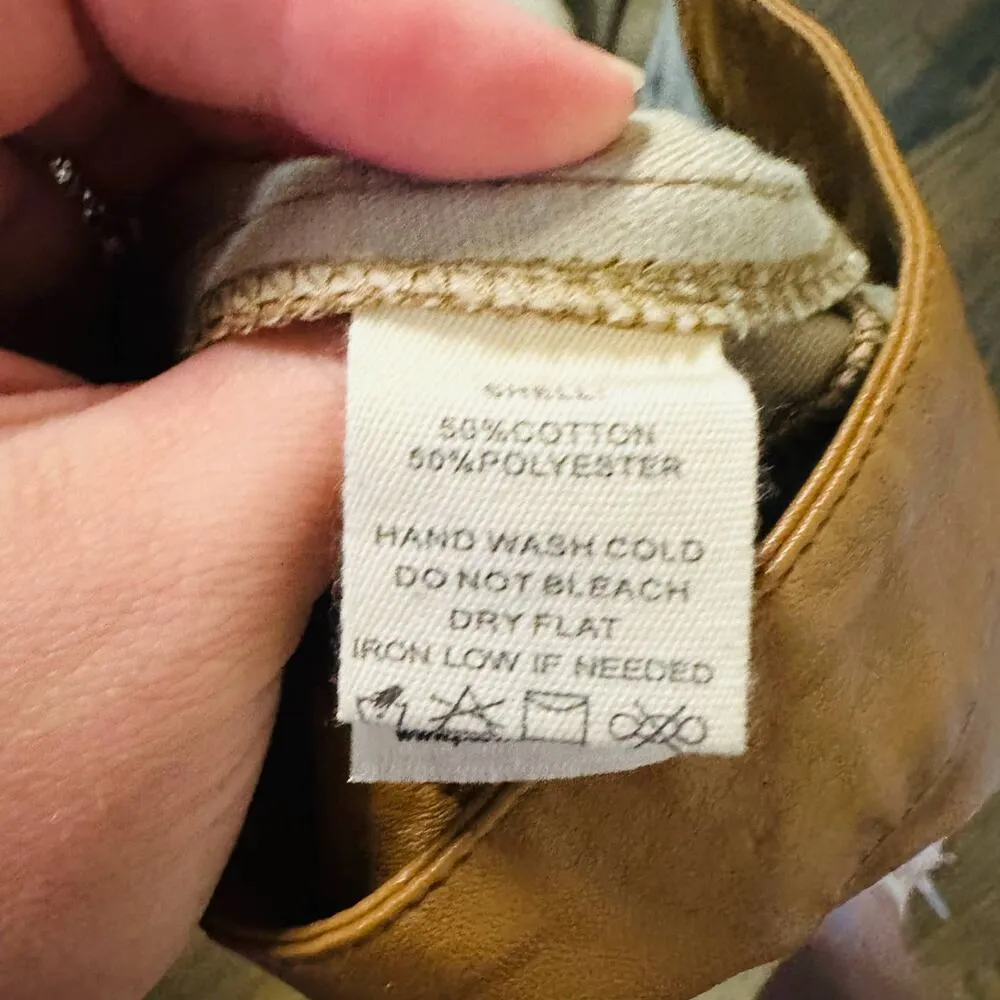 NWOT Peach Love Tan Faux Leather Button Up Front Mini Skirt size Medium - Image 3