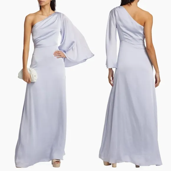Sachin & Babi Keely One-Shoulder Satin Gown Size 4 Ice Blue - Image 2